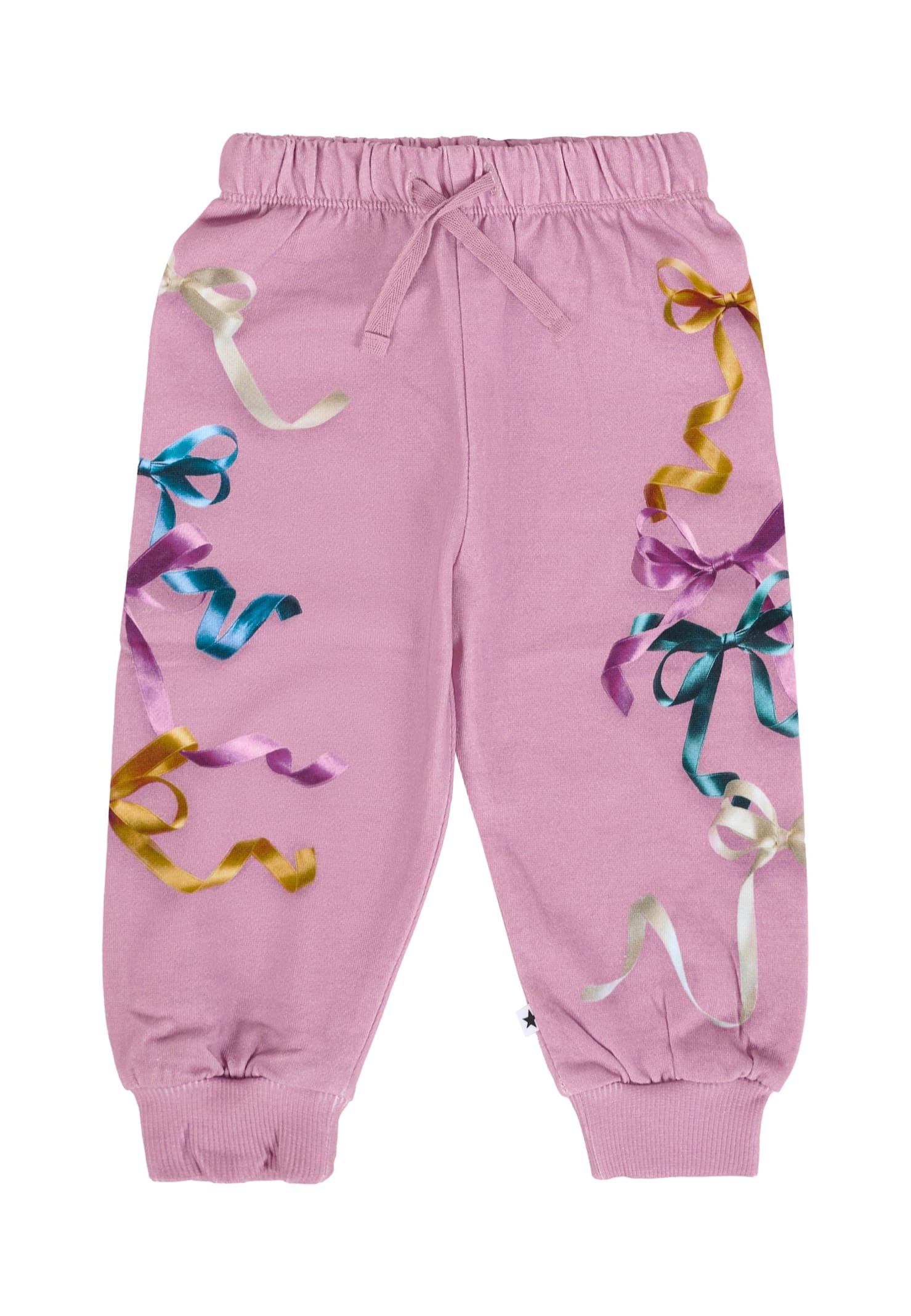 Molo Pink Trousers For Baby Girl With Ribbons In Pink