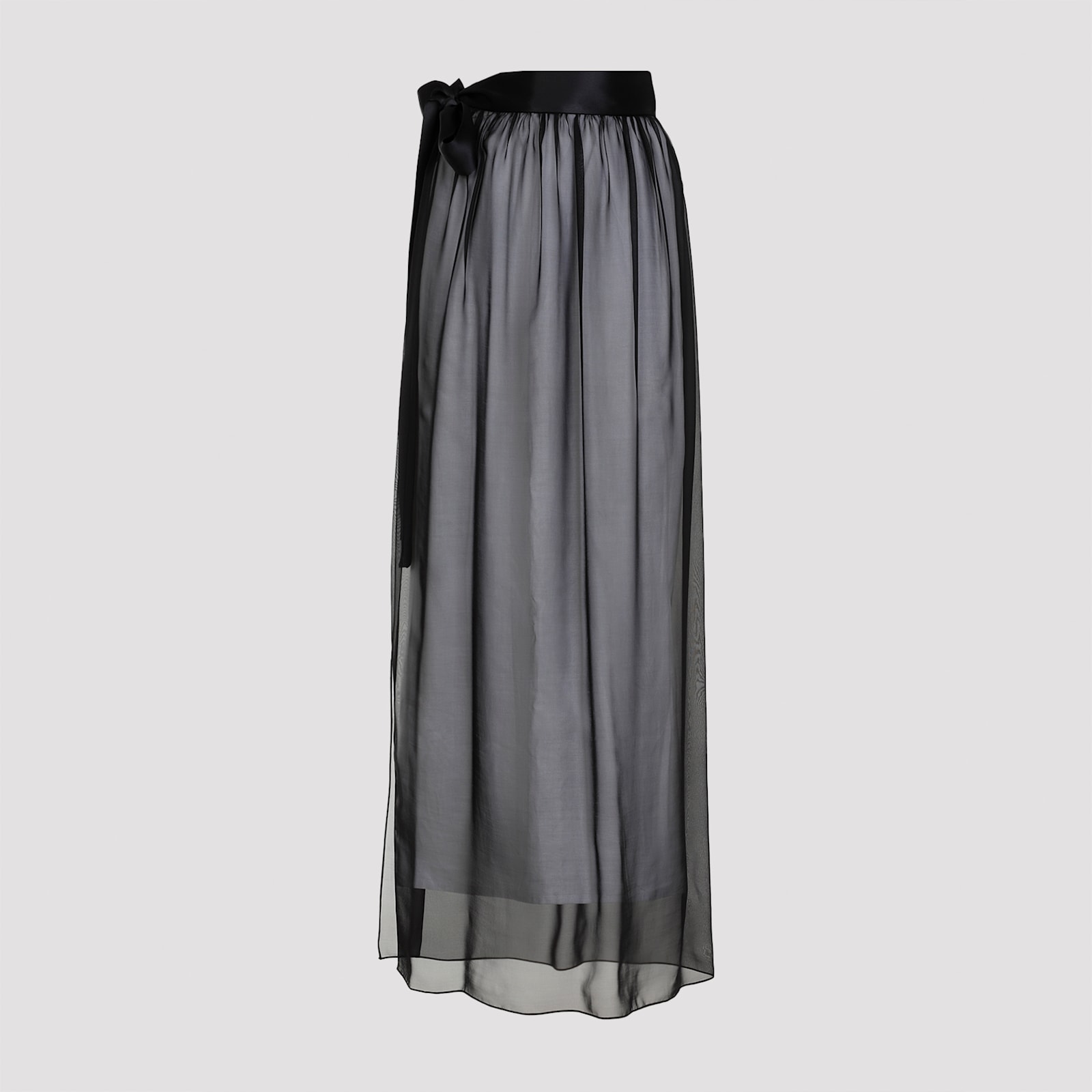 Shop Dolce & Gabbana Silk Long Skirt In Nero