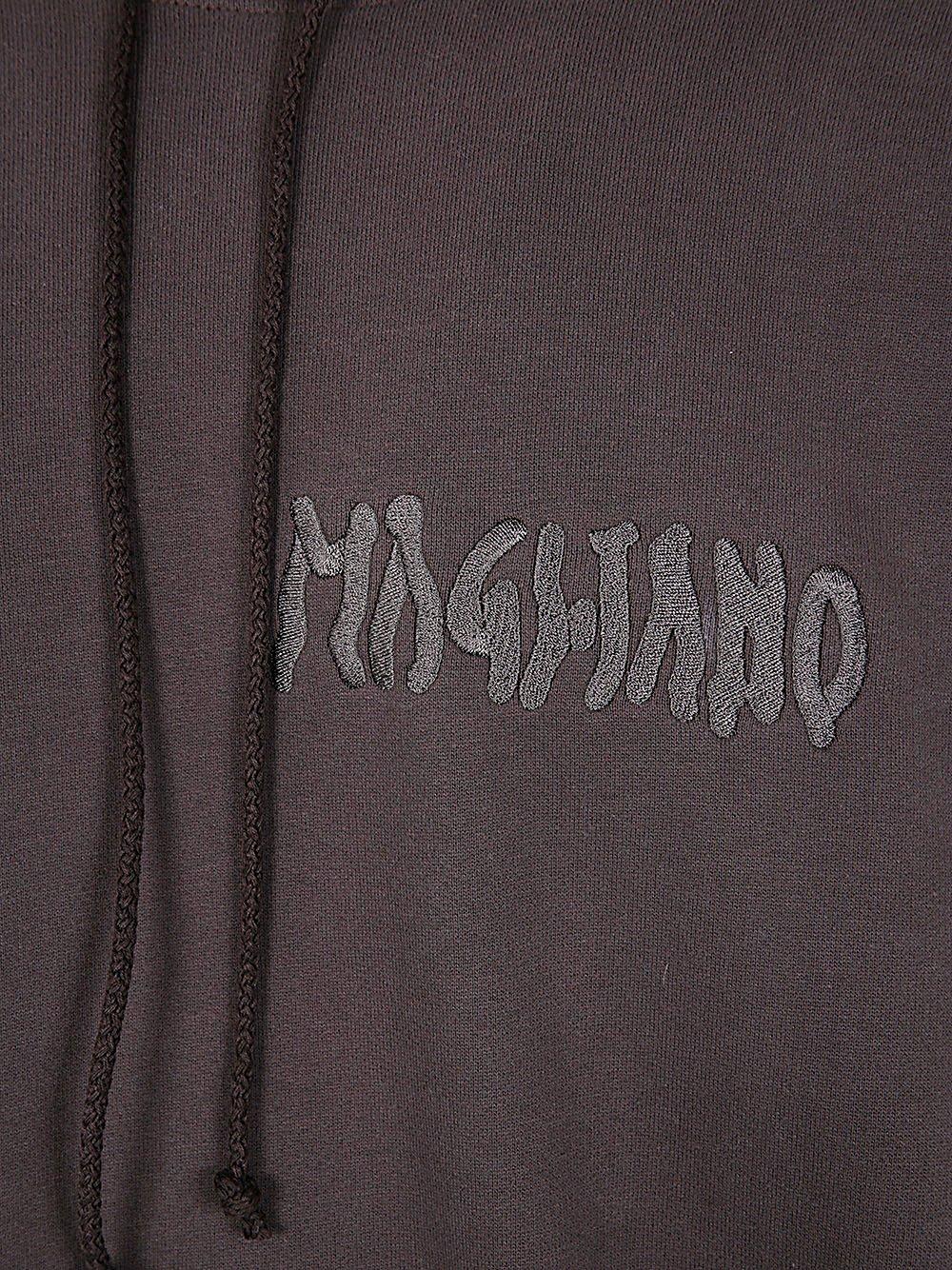 Shop Magliano Twisted Logo Embroidered Hoodie In Grey