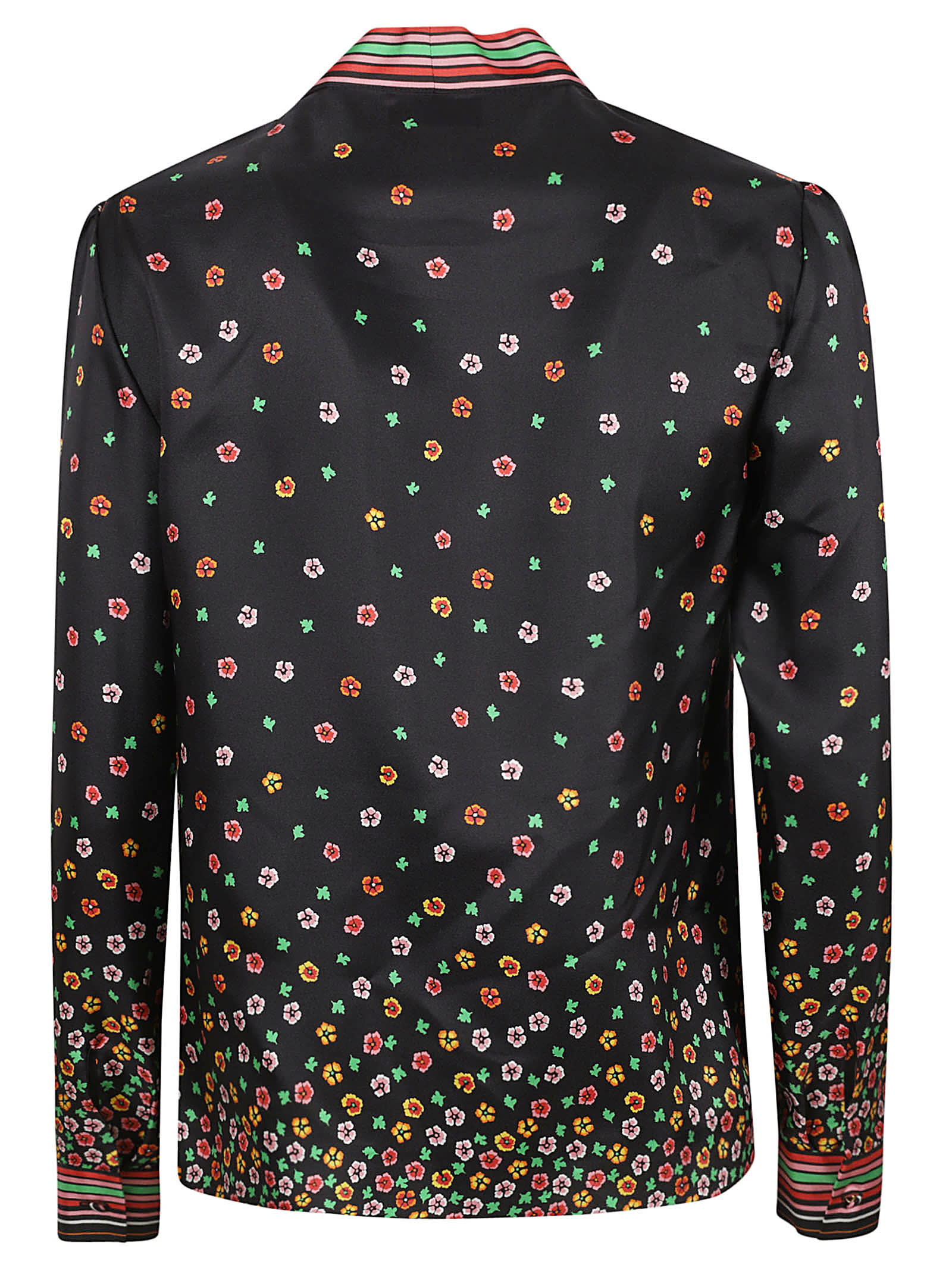 Shop Red Valentino Flowers & Stripes Shirt In Black