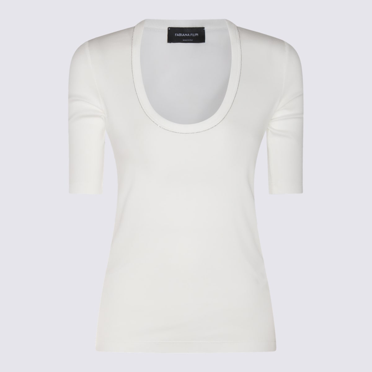 Shop Fabiana Filippi White Cotton T-shirt