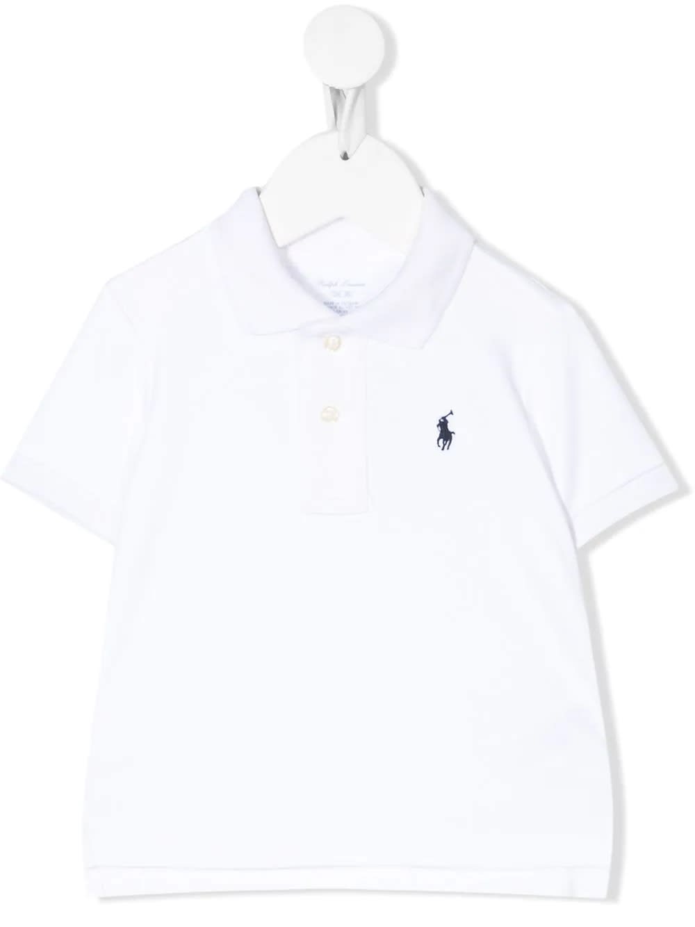 Shop Ralph Lauren White Piquet Polo Shirt With Navy Blue Pony