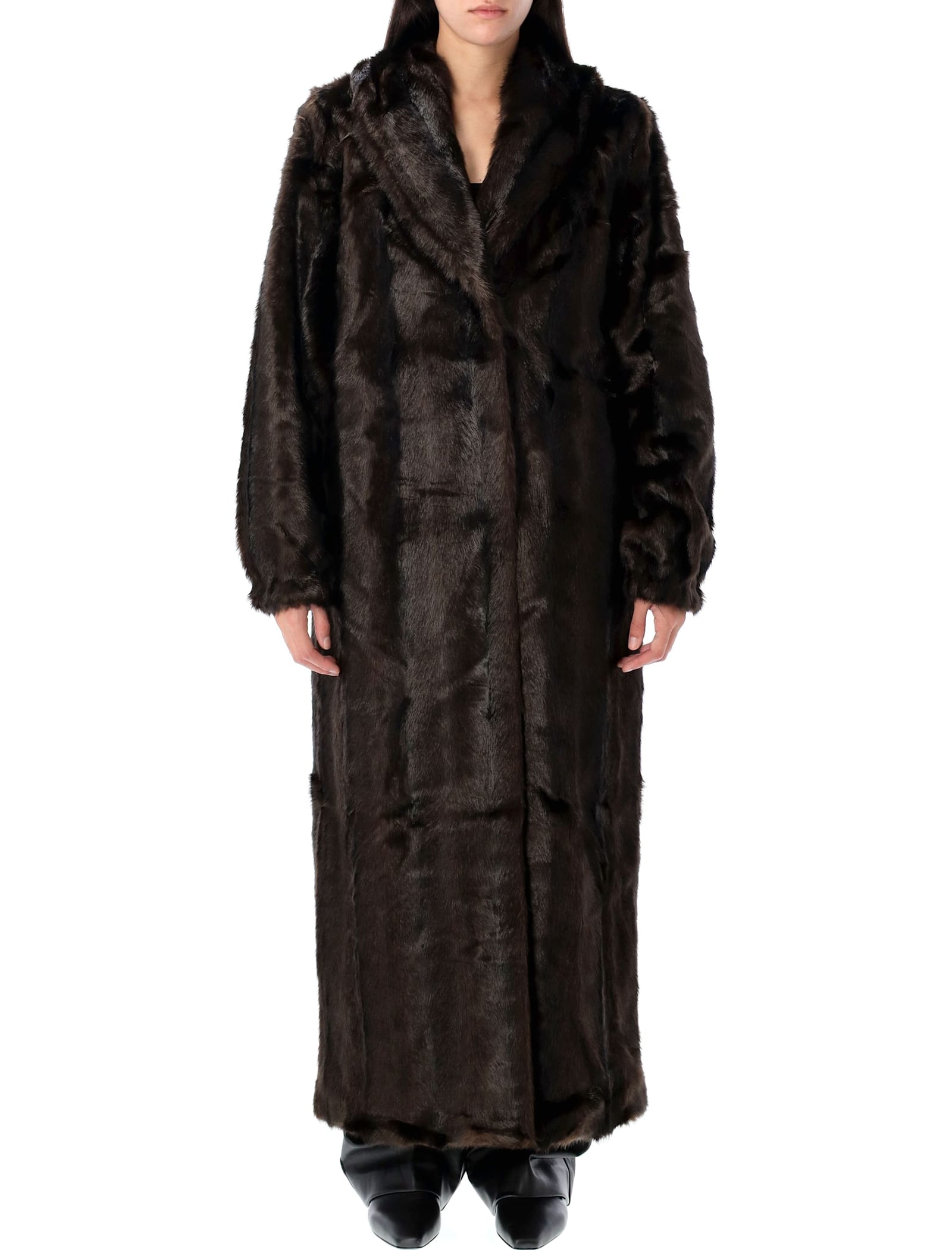 Shop The Garment The Dixie Long Vegan Fur Coat In Espresso