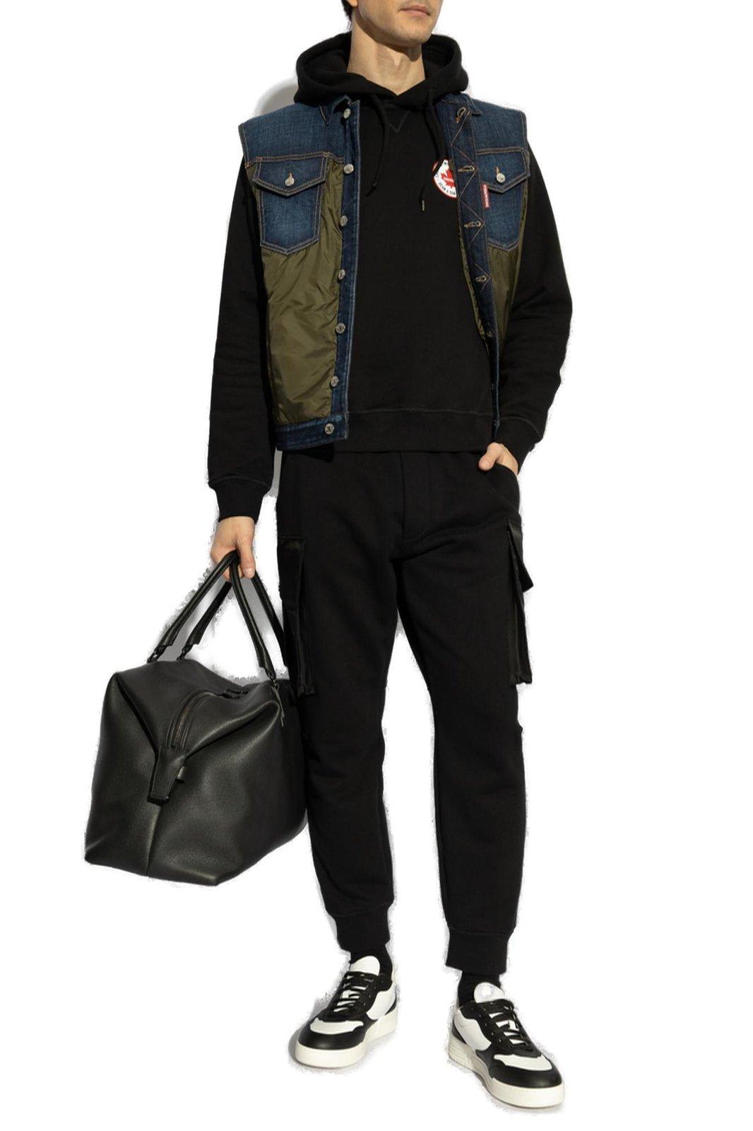 Dsquared2 Cargo Trousers With Elasticated Cuffs And Drawstring Waist In Black
