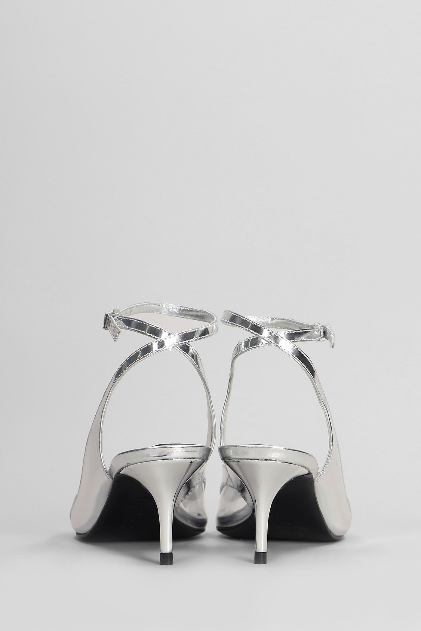 Shop Schutz Ruber Mid Sandals In Silver Leather