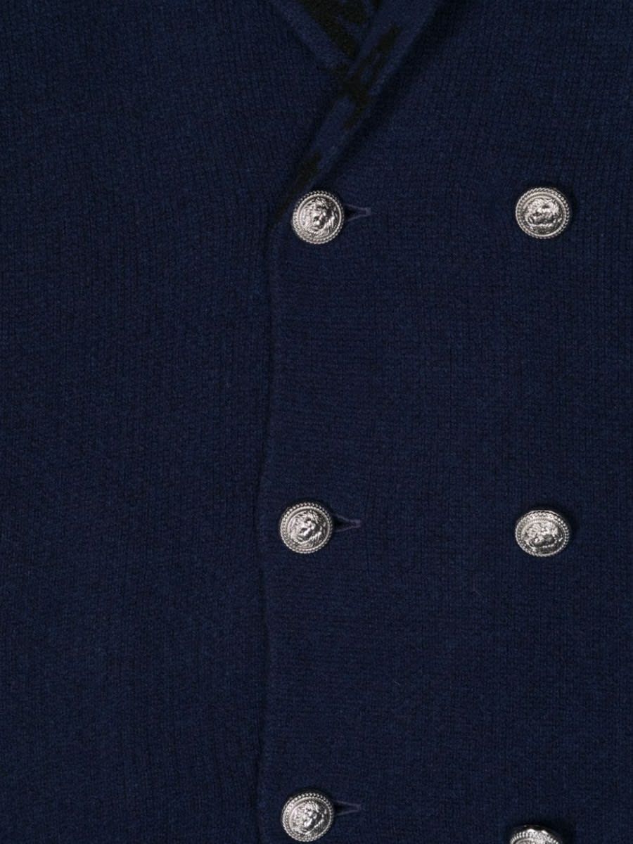 Balmain Short Double-breasted Coat In Black