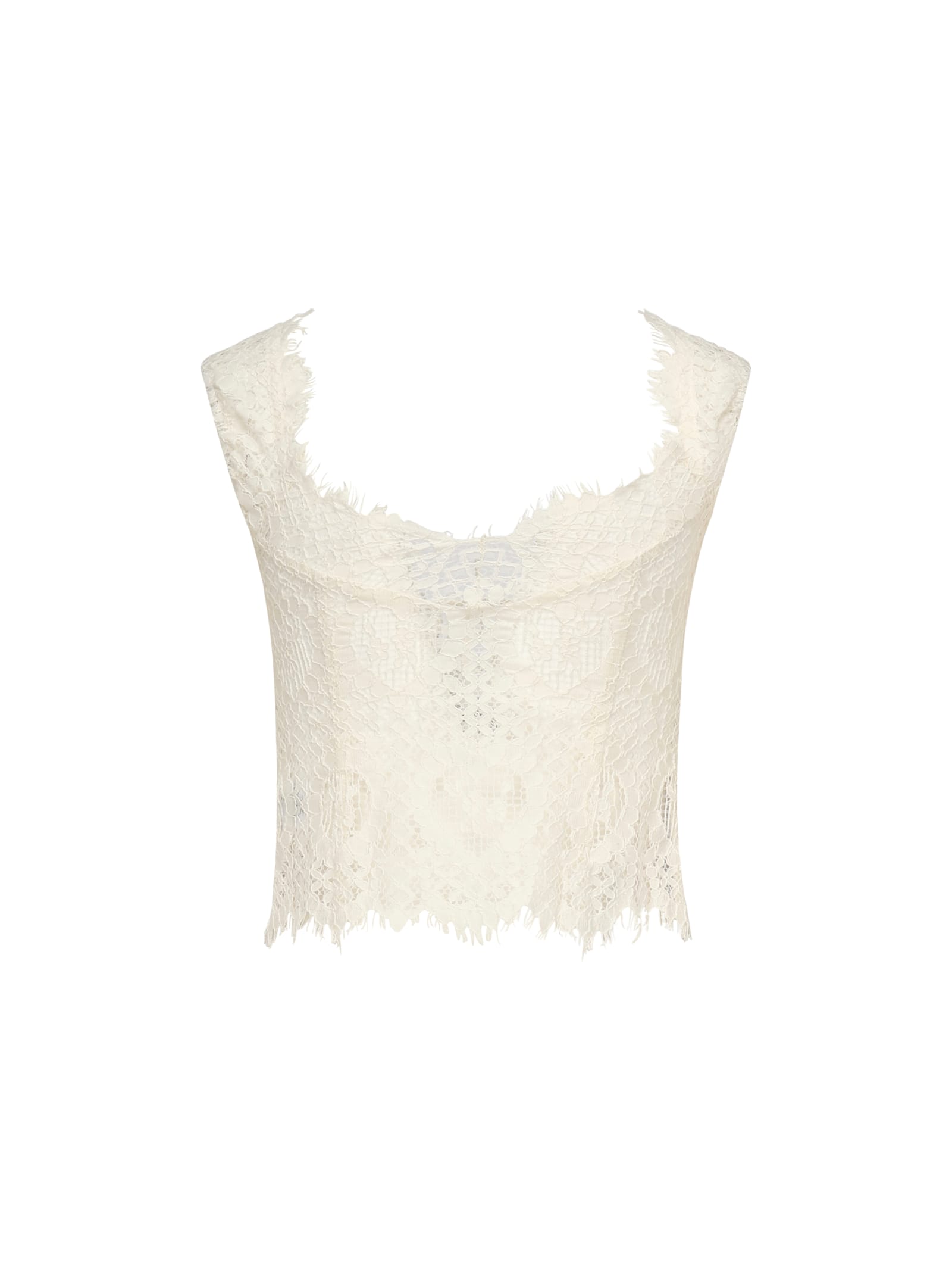 For Love &amp; Lemons Waverly Lace Top In White