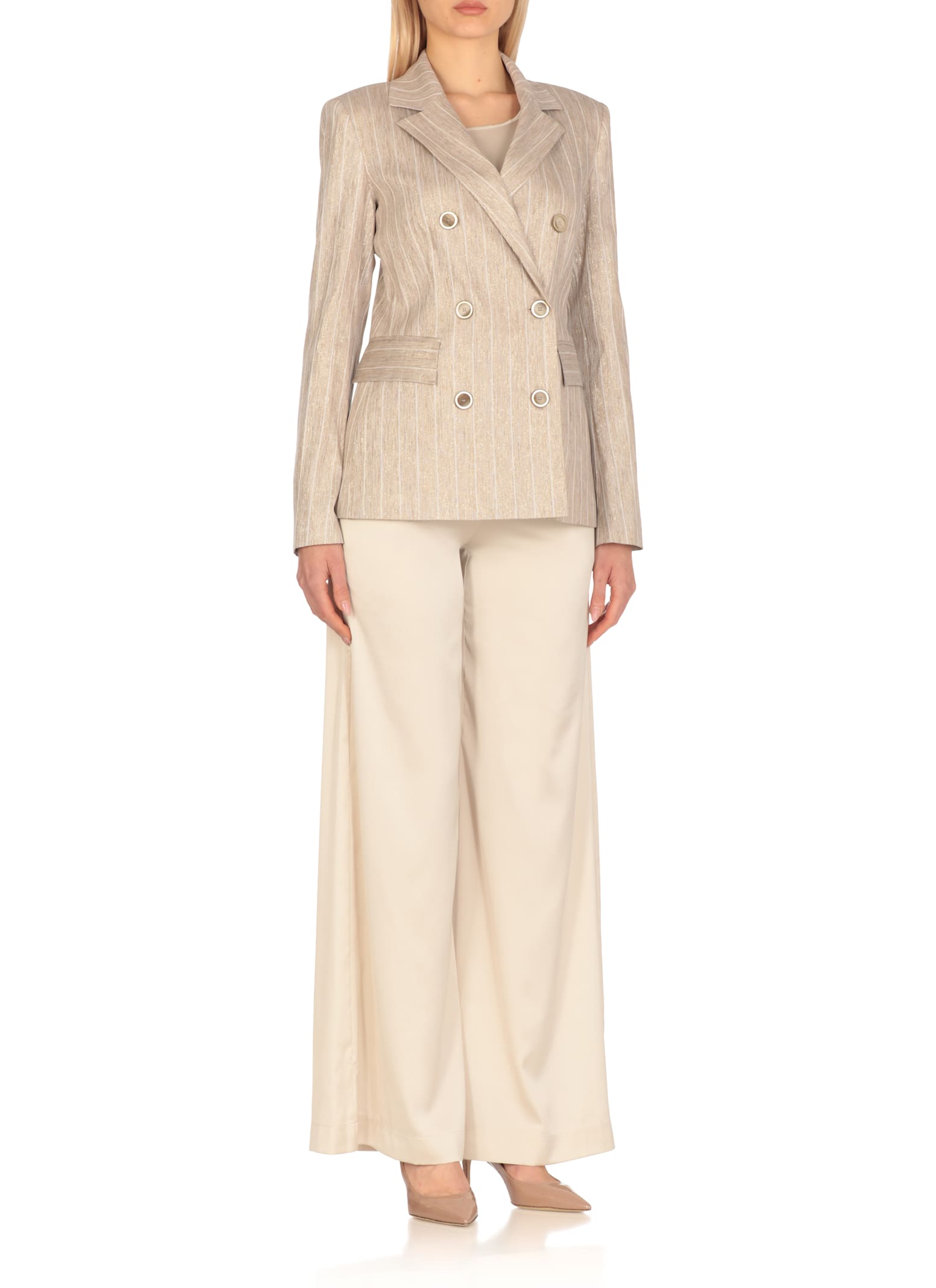 D Exterior D. Exterior Gold Viscose Blend Blazer