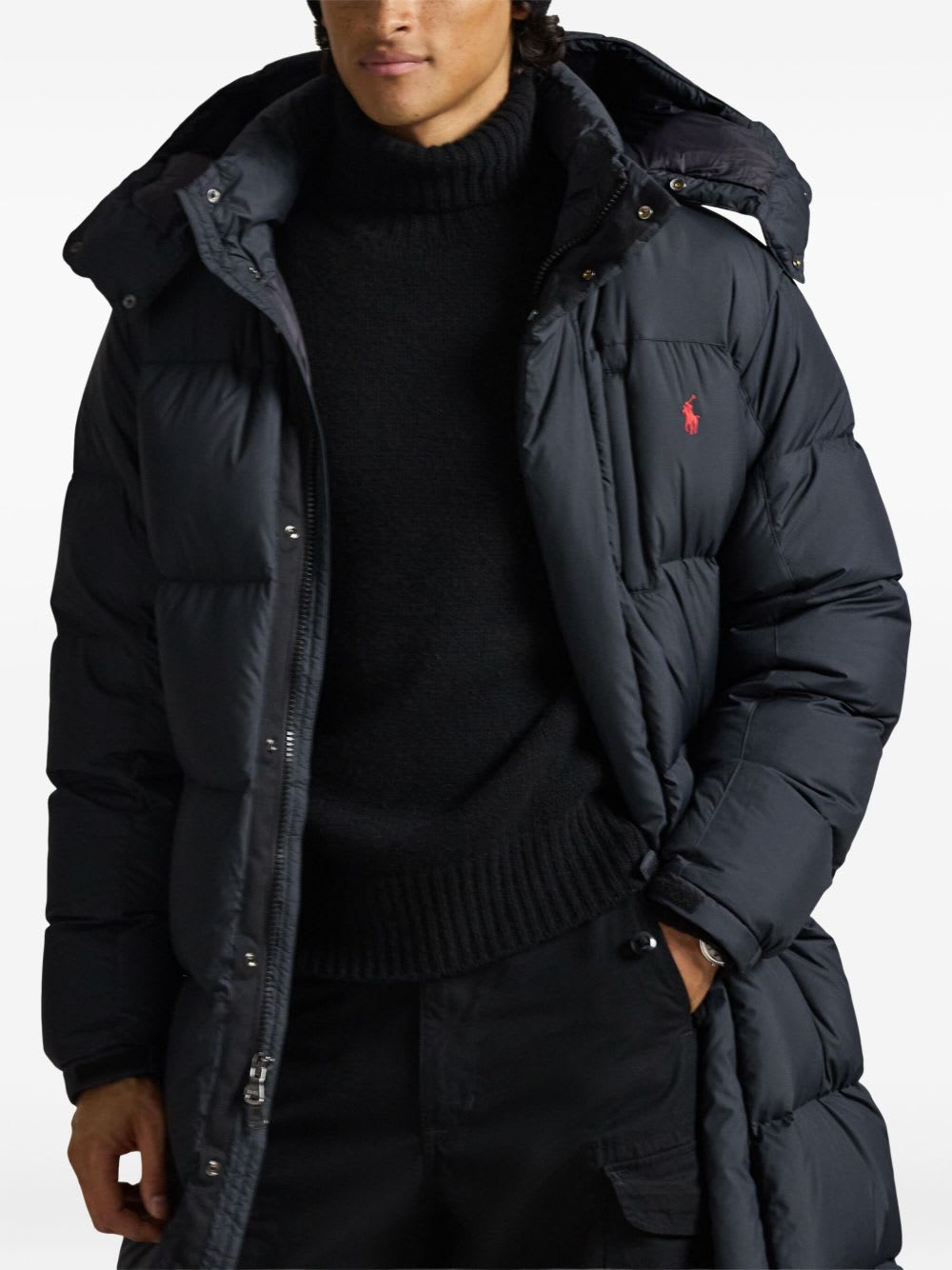 Polo Ralph Lauren Hooded Insulated Bomber Coat In Blue