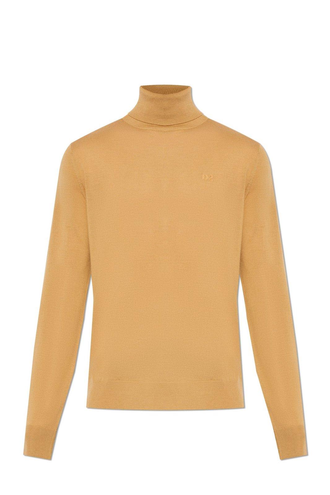 Shop Dsquared2 Roll-neck Knitted Jumper In Sand