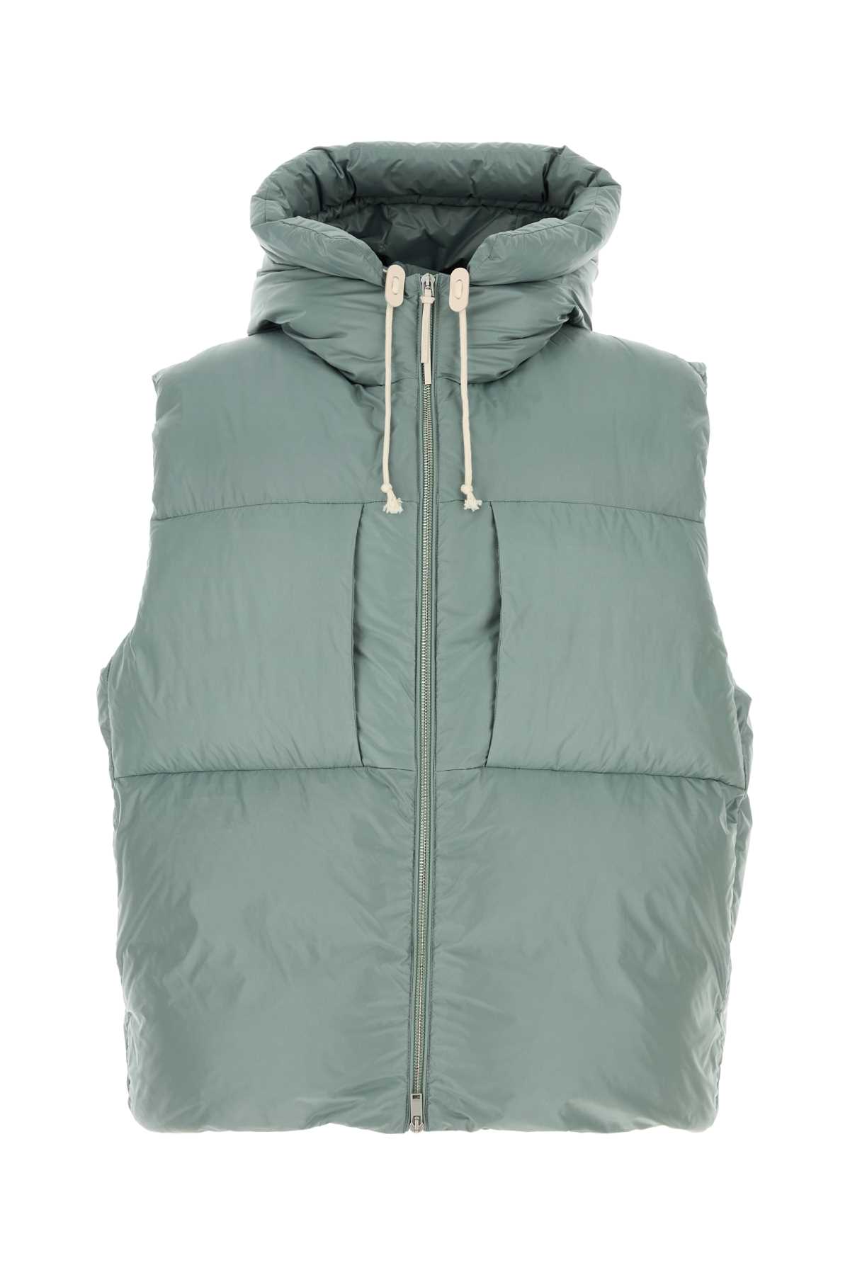 Jil Sander Powder Light Blue Sleeveless Down Jacket In Gray