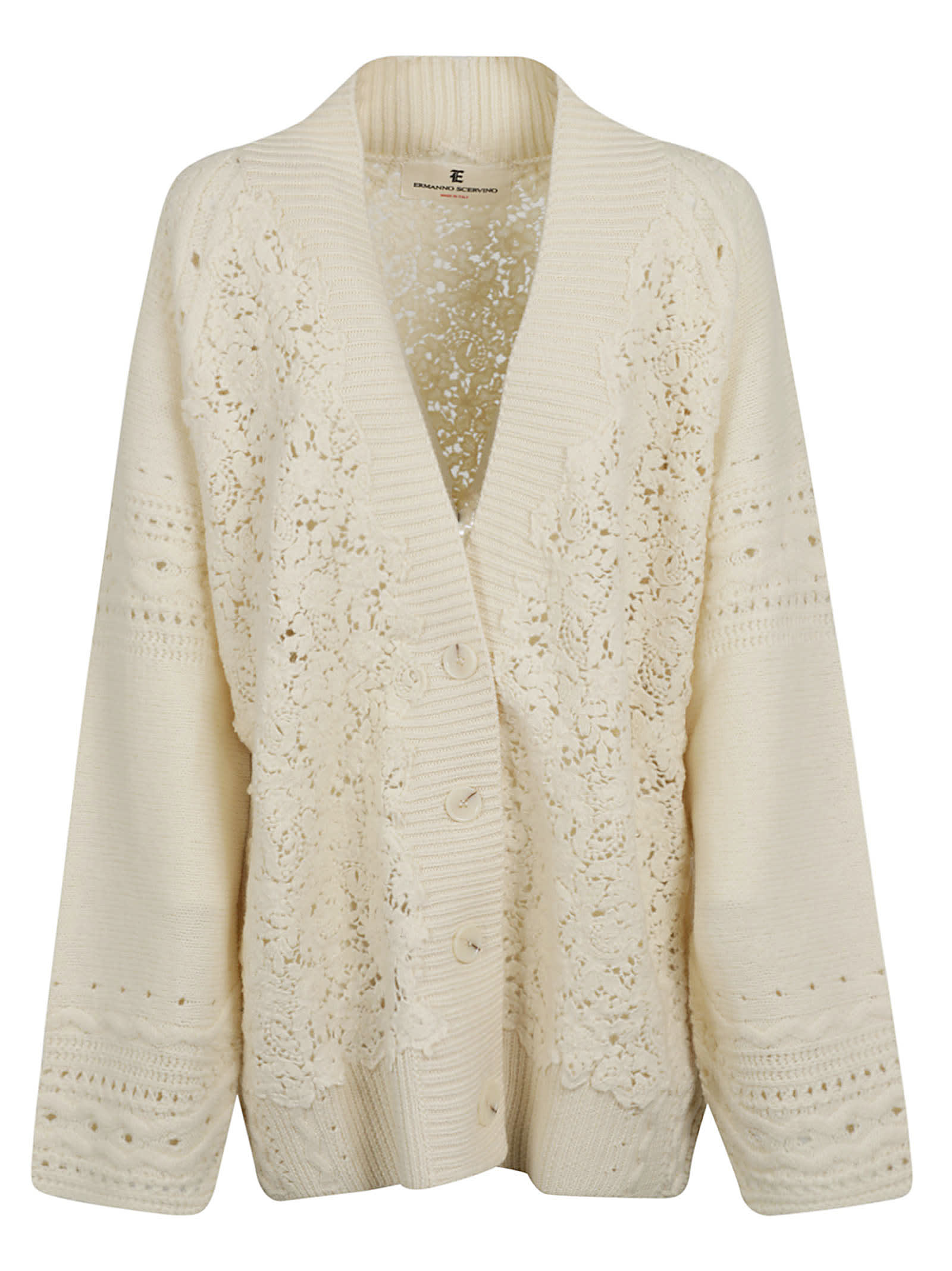Ermanno Scervino Floral Lace Ribbed Cardigan