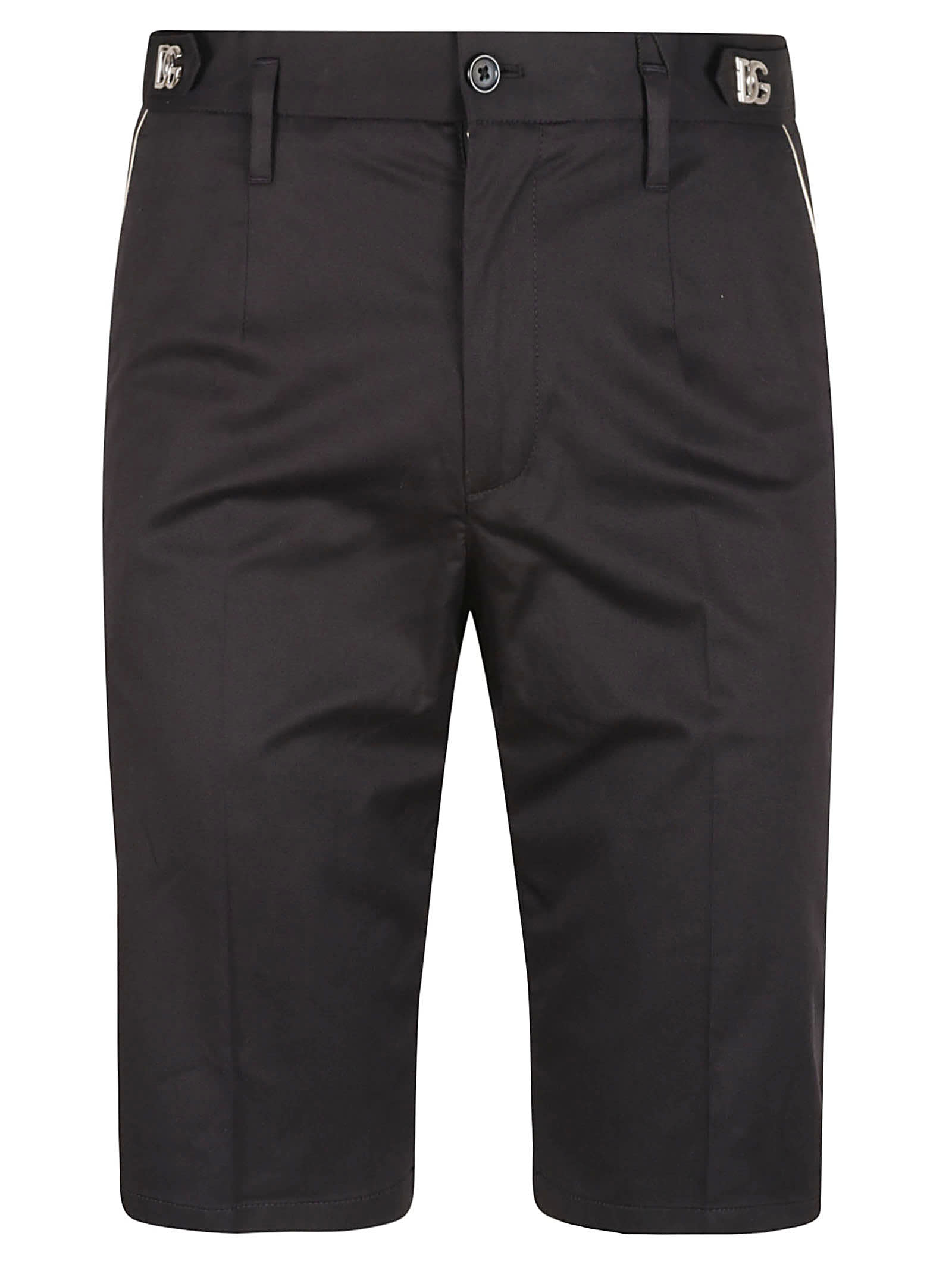 Shop Dolce & Gabbana Side Logo Buttoned Shorts In Black