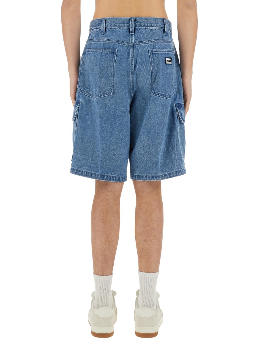 Obey Baggy Bigwig Cargo Shorts In Blue