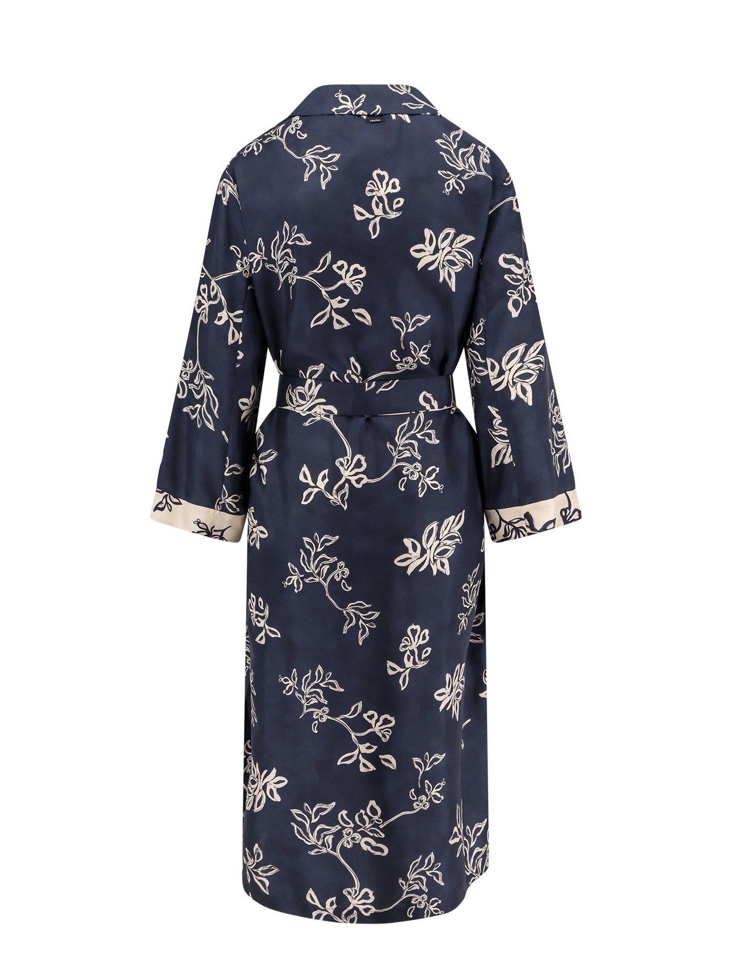 S Max Mara Timeo Kaftan Silk Dress With Floral Print In Blue