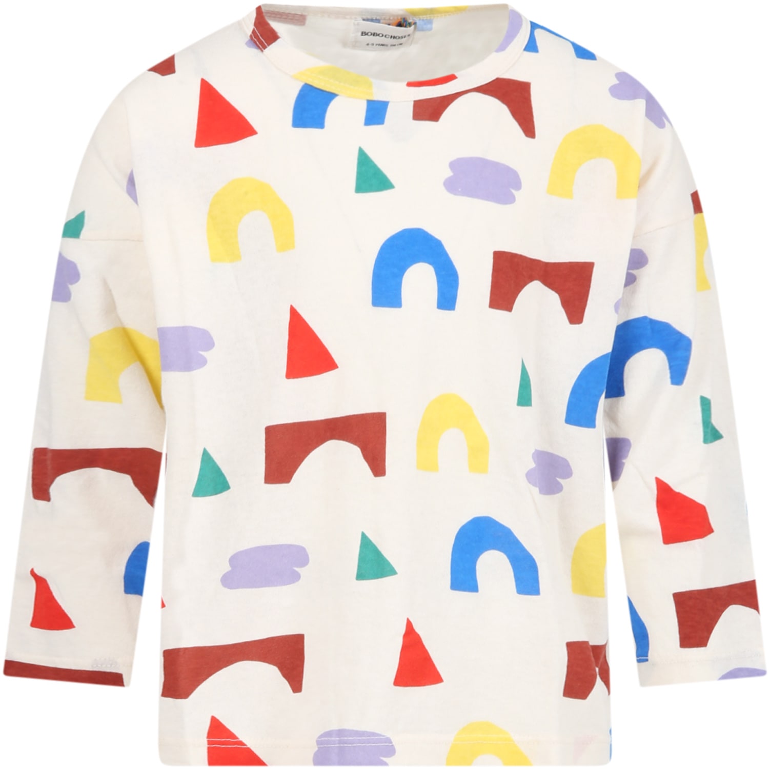 Bobo Choses Ivory T-shirt For Kids With Colorful Designs