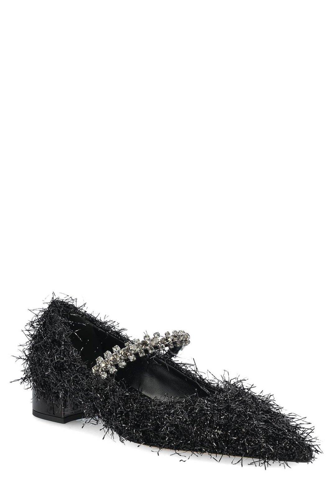 Jimmy Choo Bing Feather-embellished Ballet Flats In Nero
