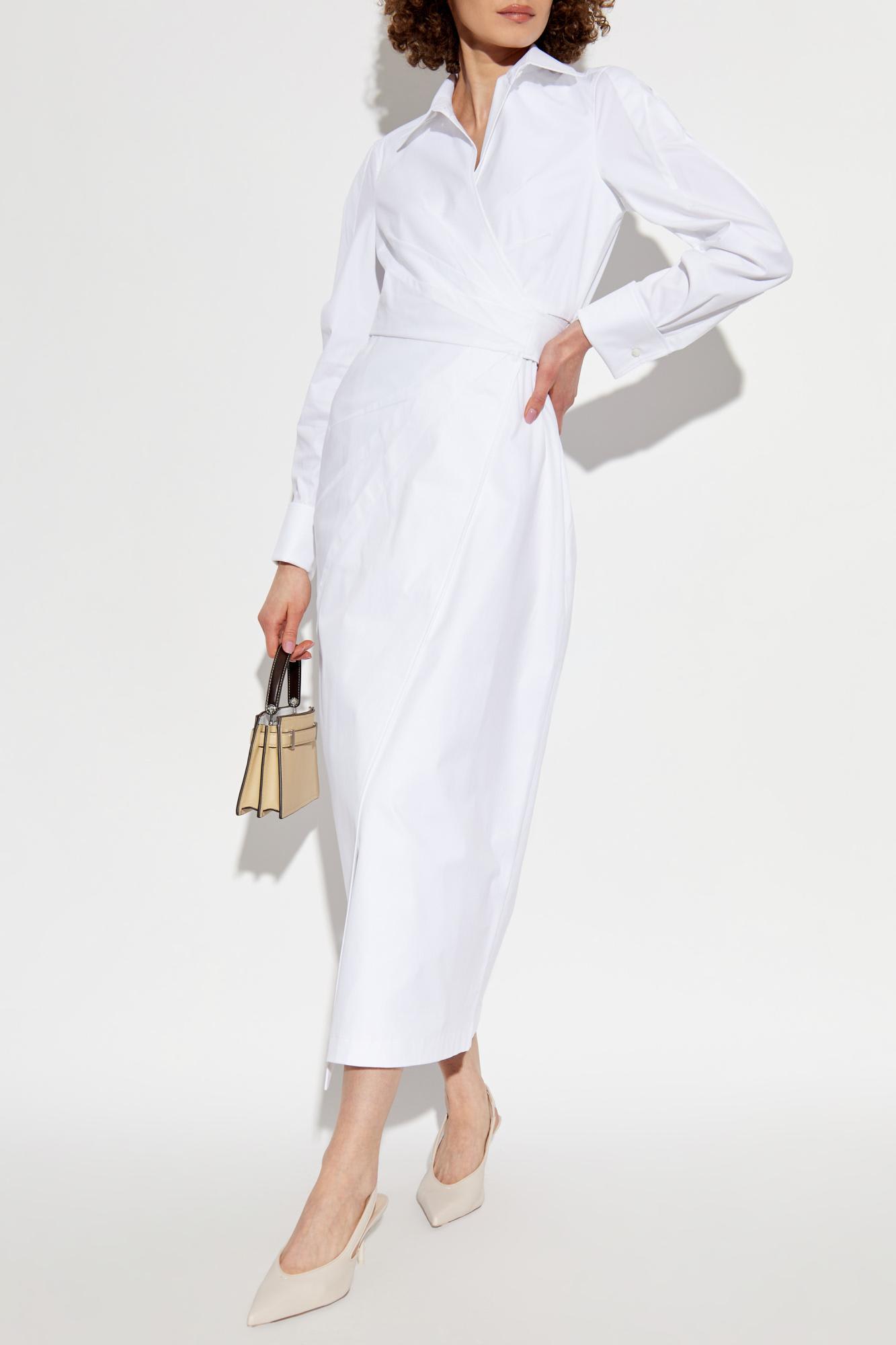 Max Mara Waist Belted French Cuffs Long Sleeve Midi Dress