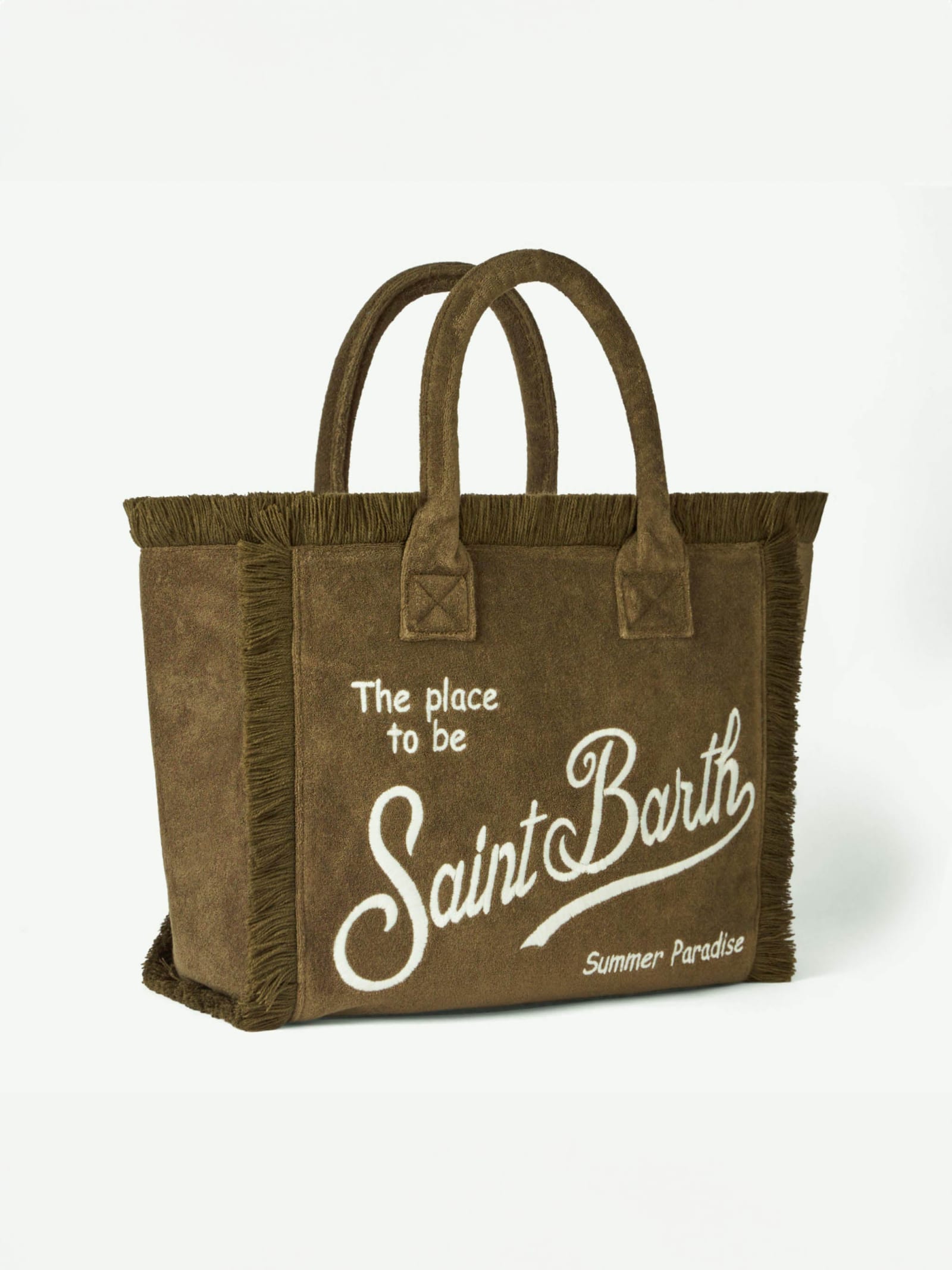 Shop Mc2 Saint Barth Vanity Military Green Terry Shoulder Bag
