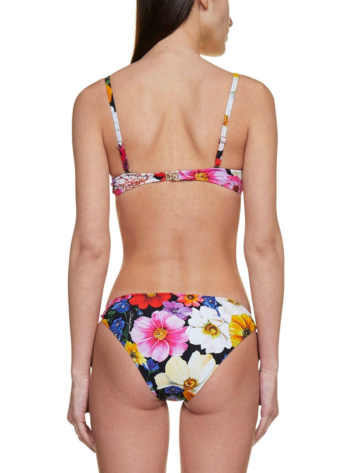 Shop Dolce & Gabbana Floral Print Bikini Set In Multicolour