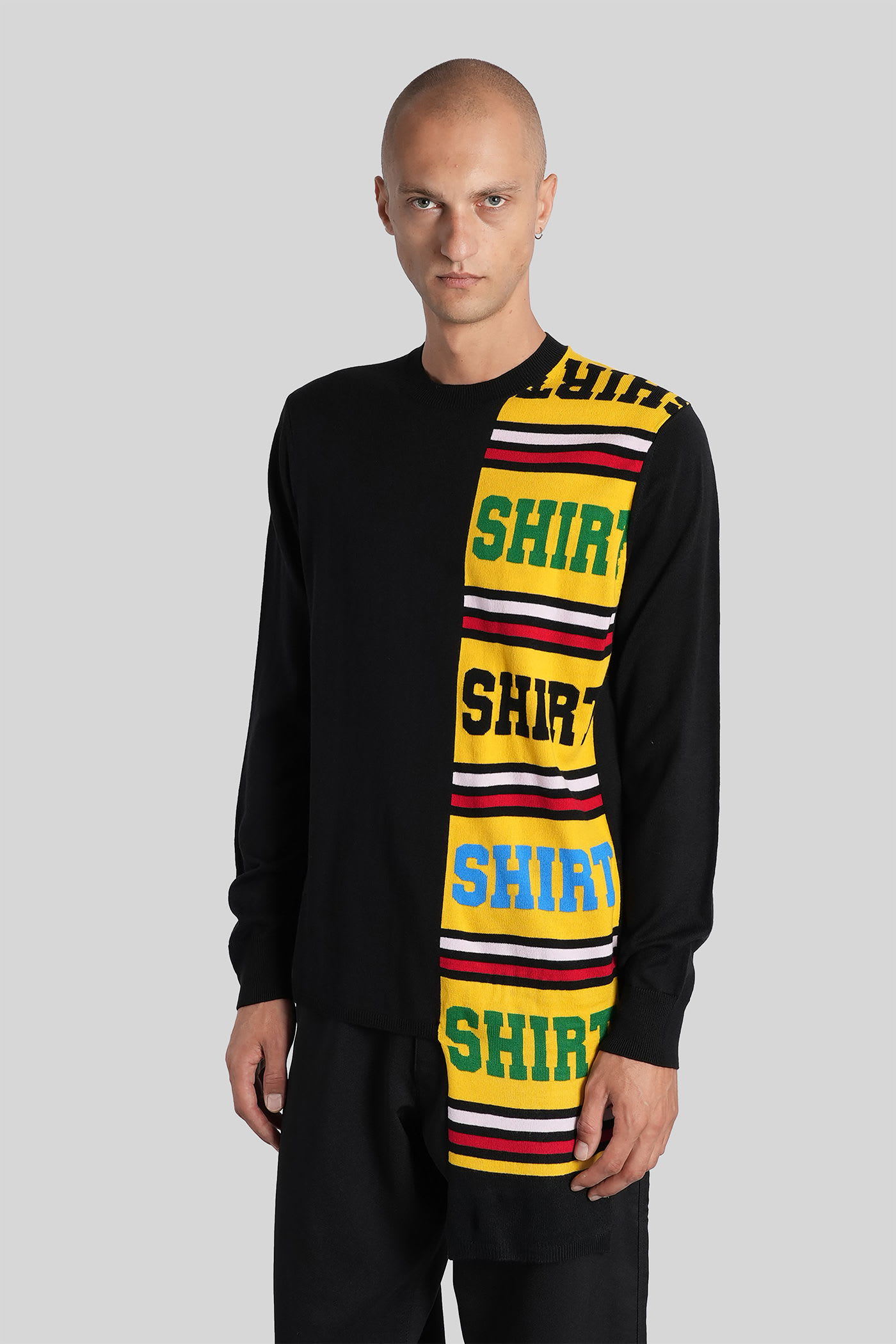 Comme Des Garçons Shirt Intarsia Sweater Sweaters And Cardigans Black In Black