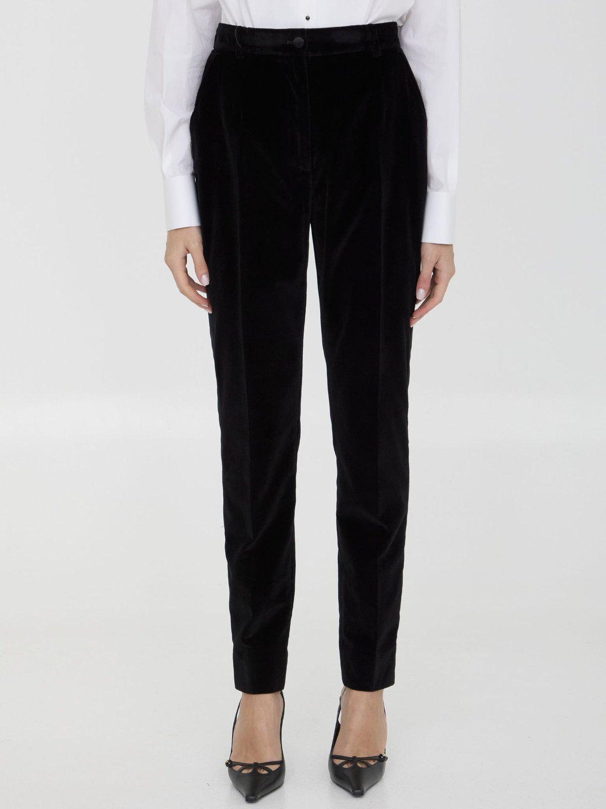 Shop Dolce & Gabbana Tailored Velvet Tuxedo Pants In Black