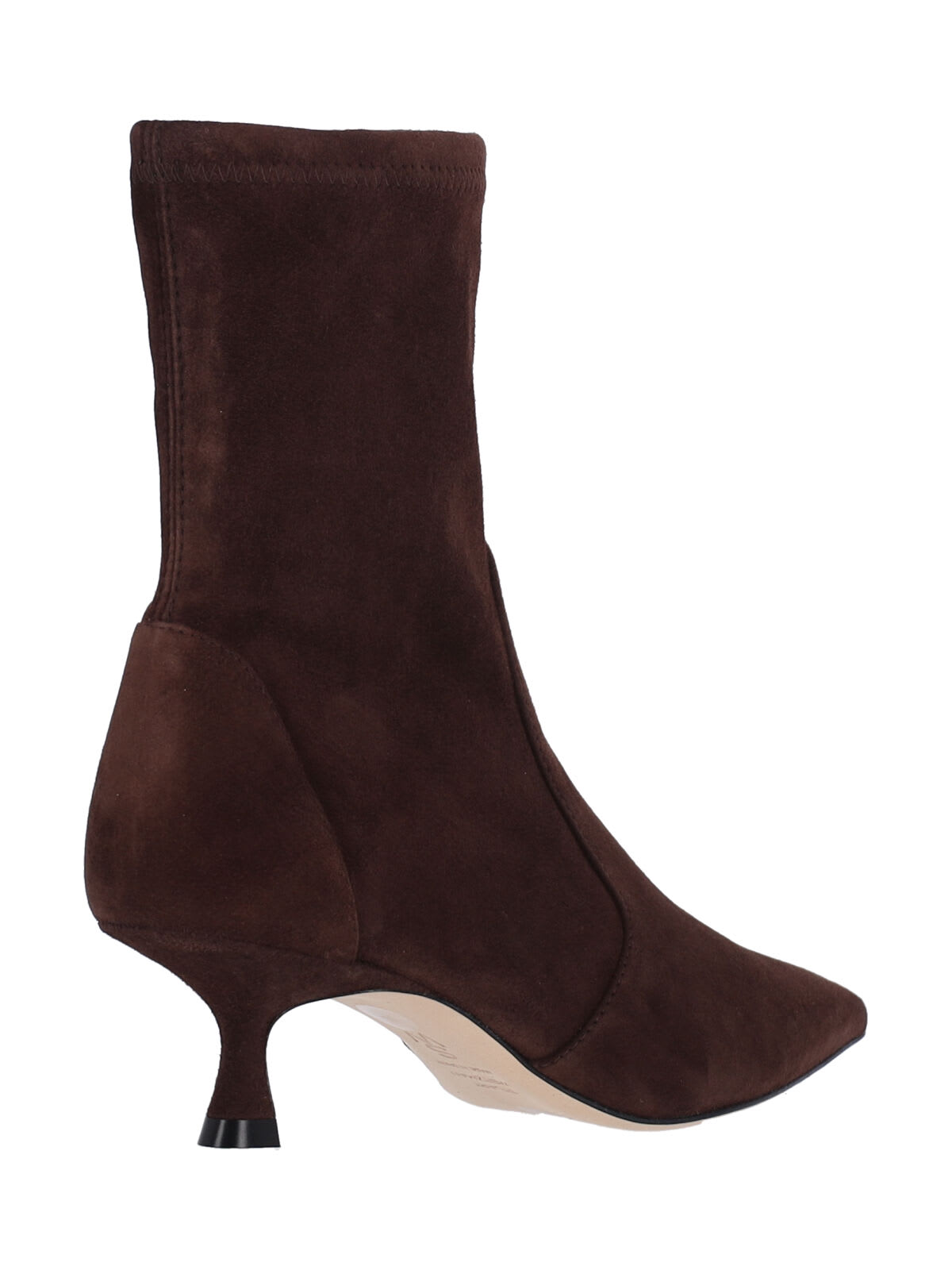 Stuart Weitzman Pointed Toe Kitten Heel Ankle Boots In Brown
