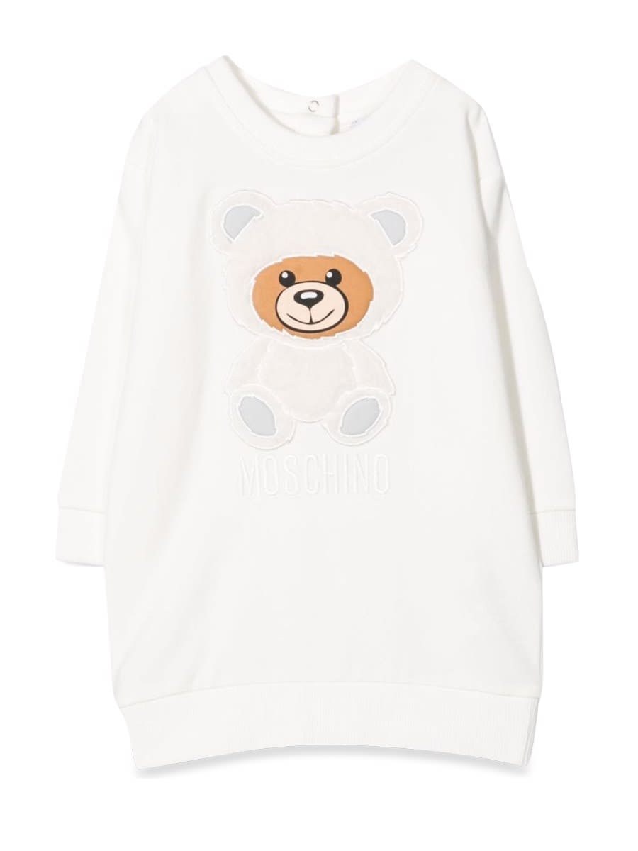 Moschino Babies' Abito A Felpa Con Teddy Bear In Grey