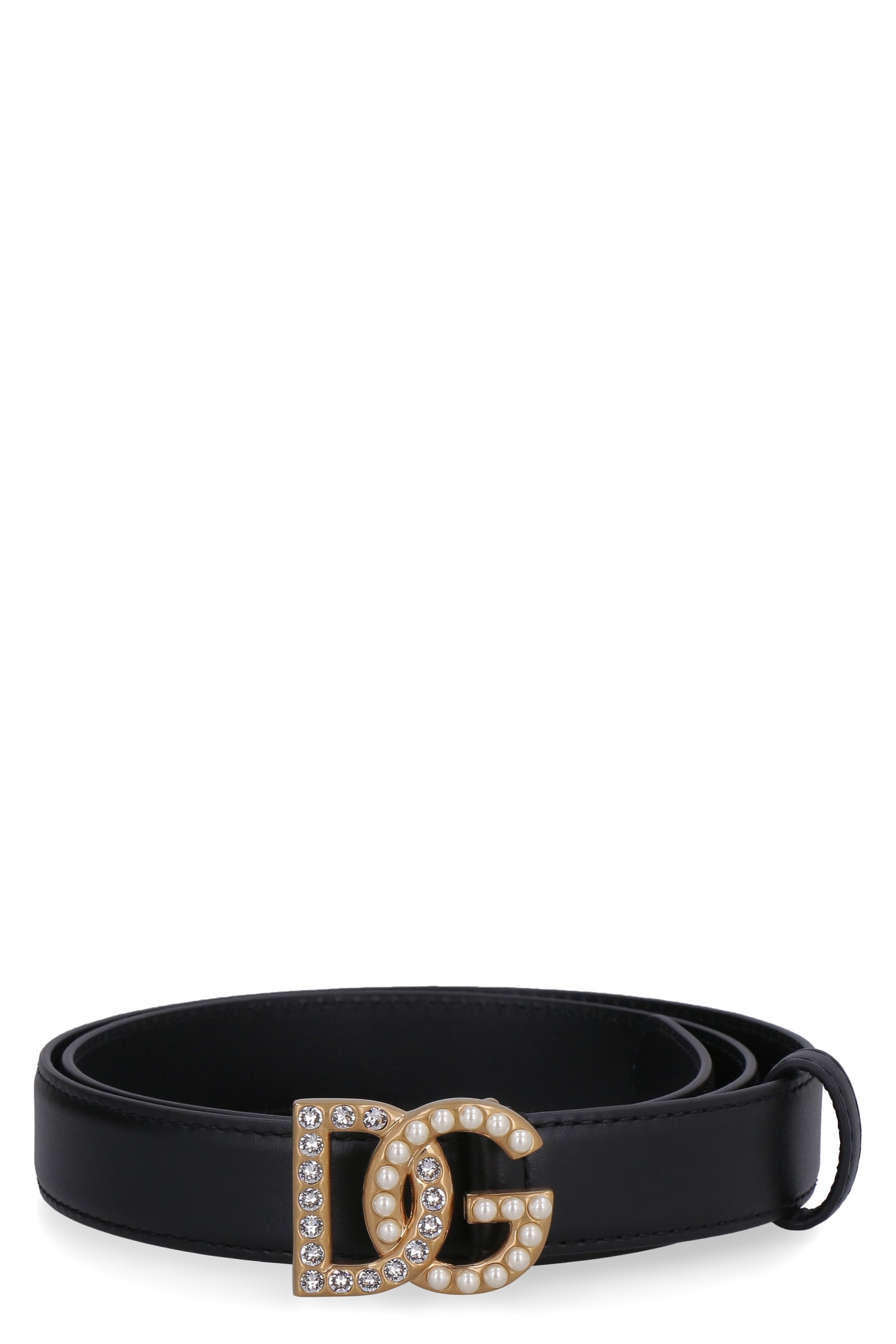 Dolce & Gabbana Embellished Buckle Leather Belt