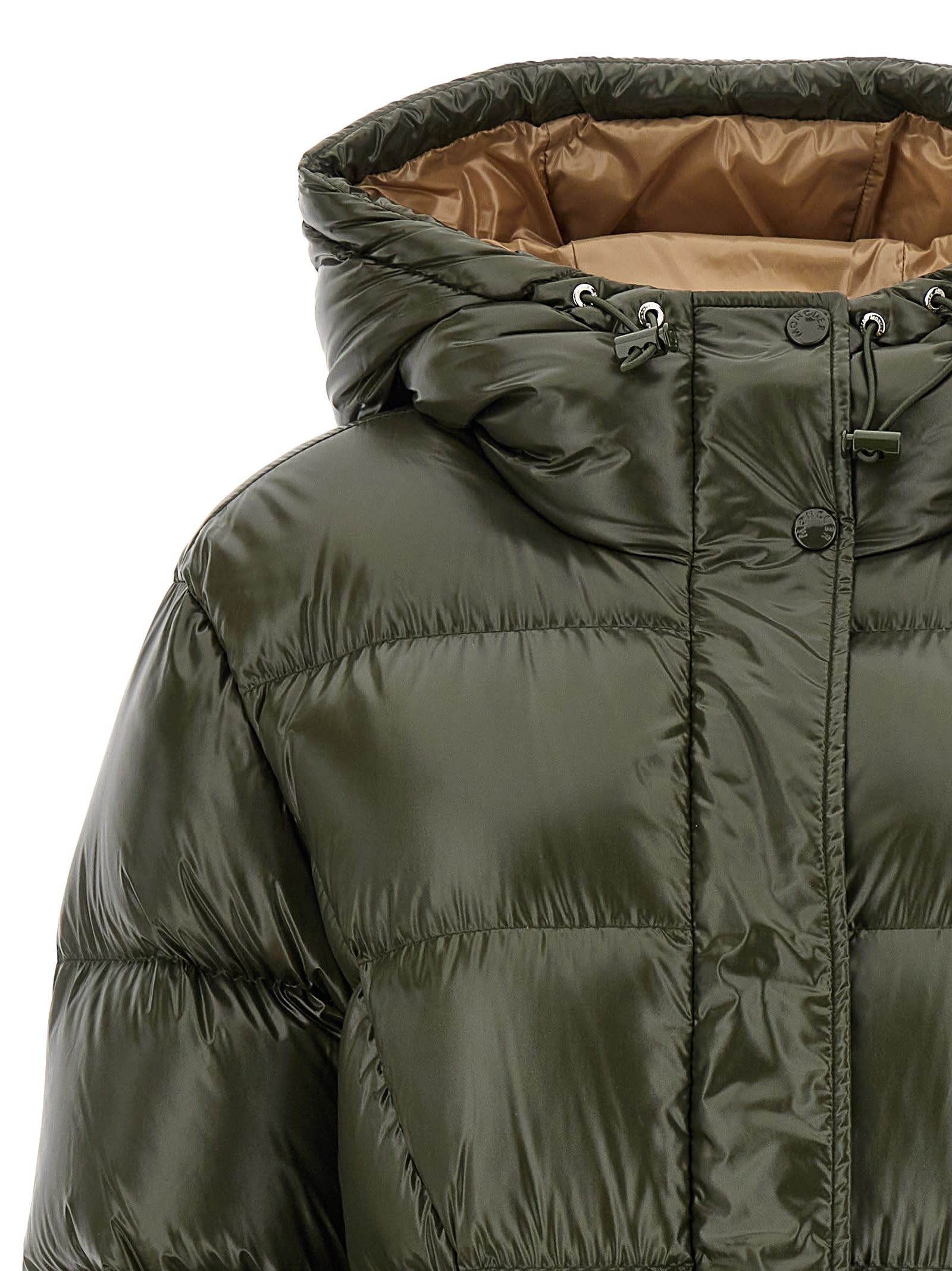 Shop Moncler Bellevue Long Down Jacket In Green