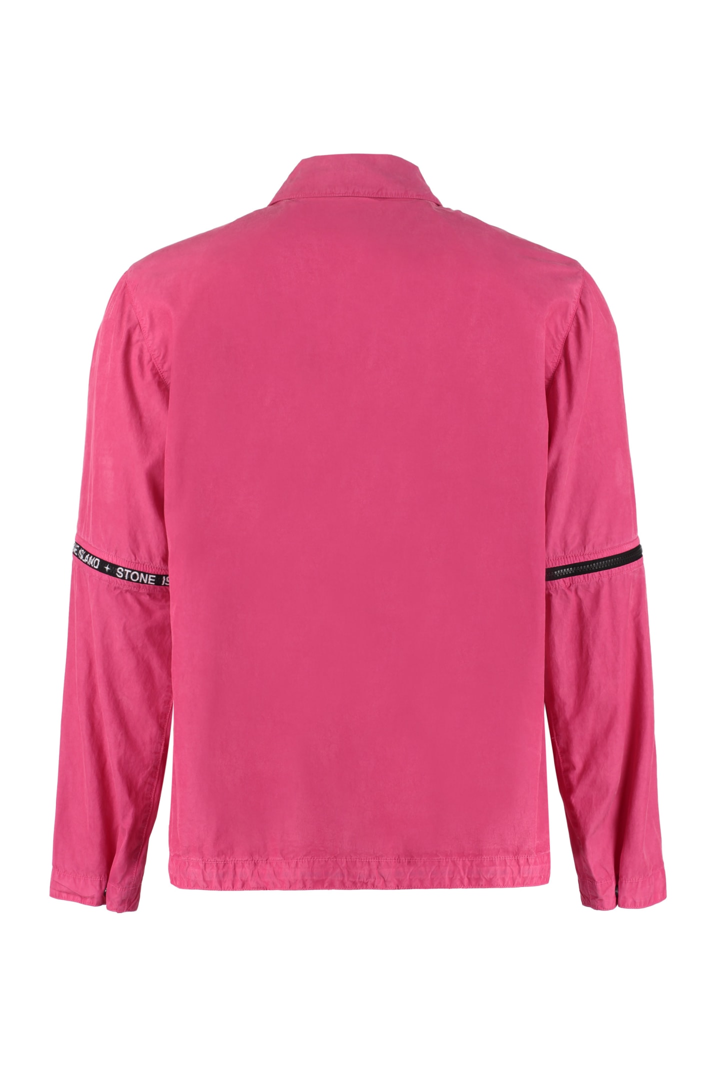 Shop Stone Island Detachable-sleeves Overshirt In Fuchsia