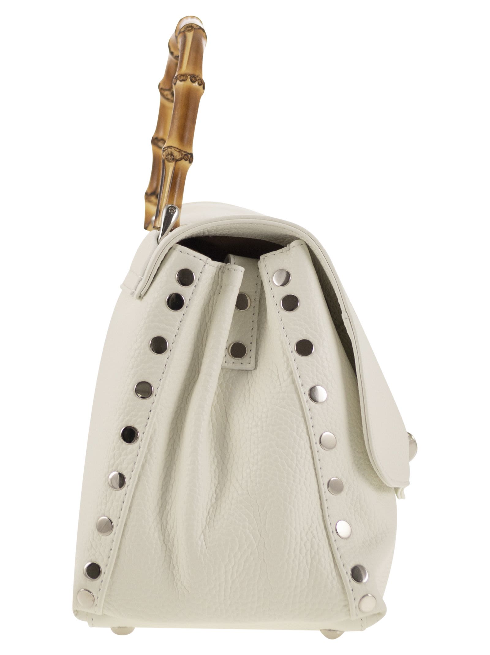 Shop Zanellato Postina - Daily S Bag With Bamboo Handle In White