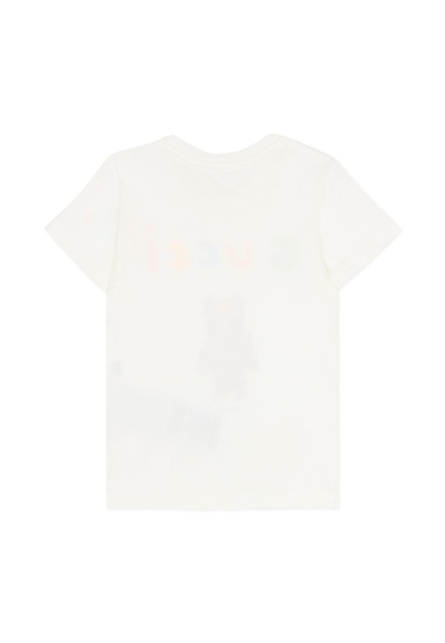 Gucci White T-shirt Fro Babykids With Bear Print In White