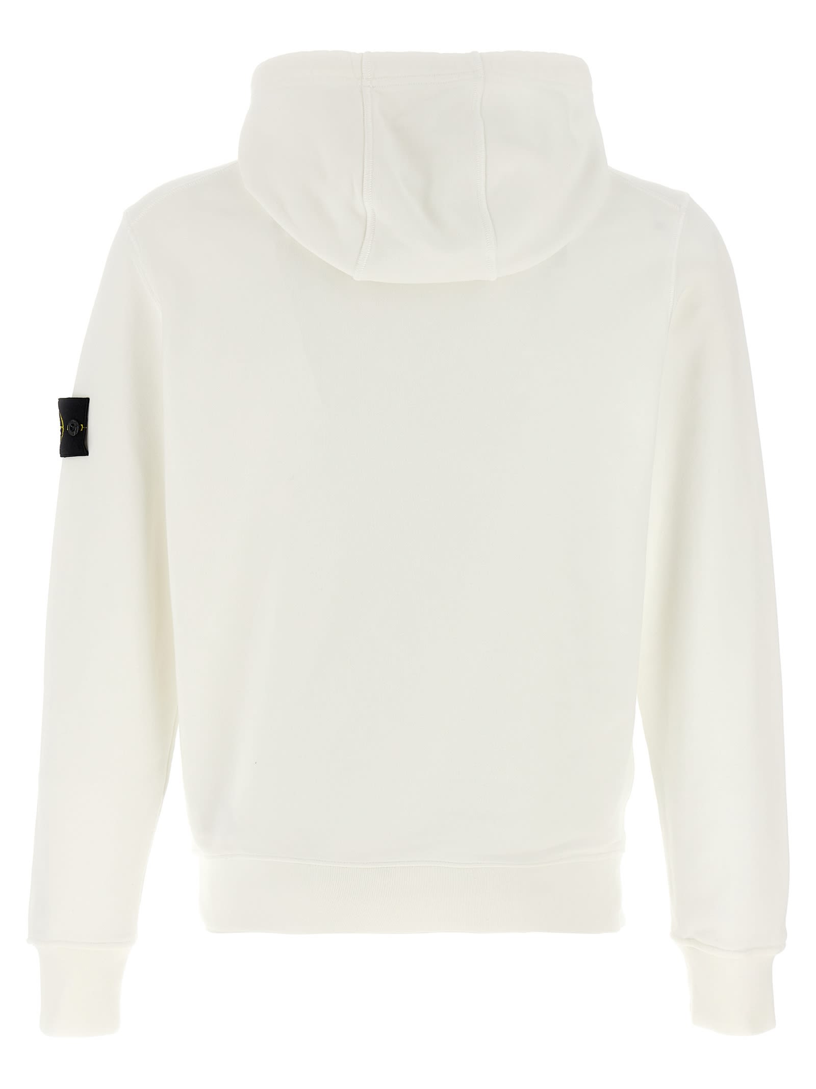 Stone Island Organic Cotton Hoodie In Bianco