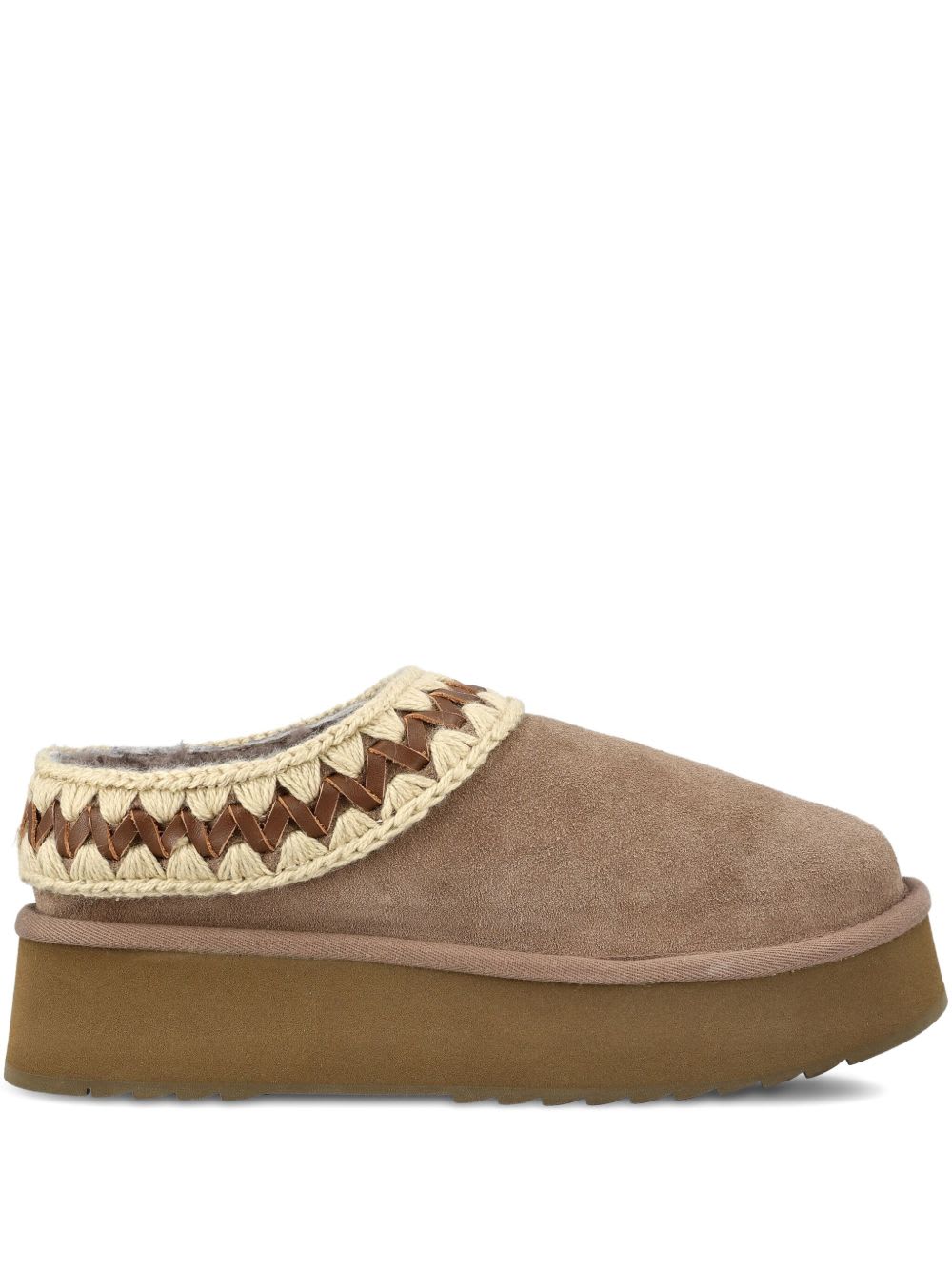 Mou Platform Clog Suede Slippers In Brown