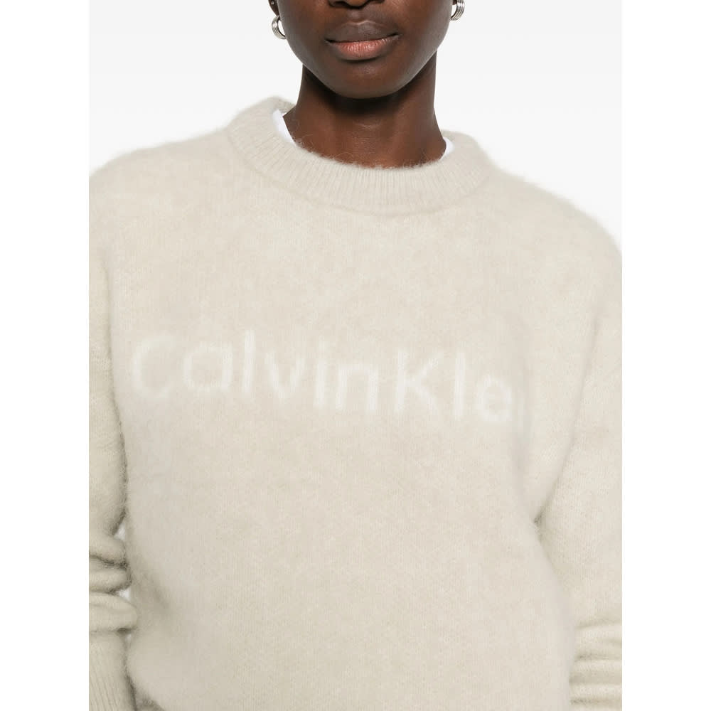 Calvin Klein Sweater In Blended Alpaca In Neutral