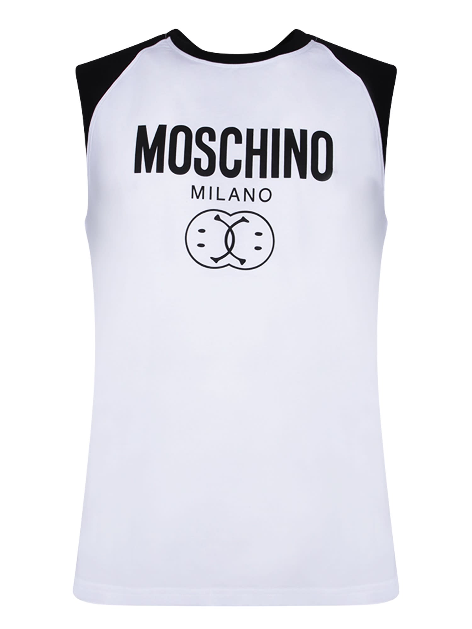 Shop Moschino Smile Logo Tank Top Black And White