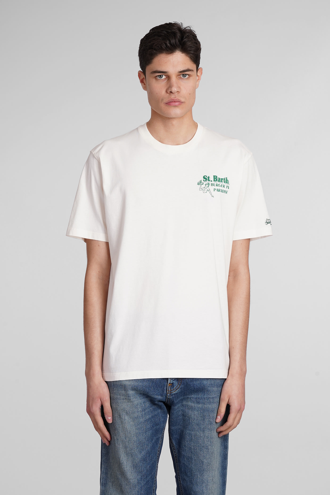 Mc2 Saint Barth Tshirt Man T-shirt In Beige Cotton