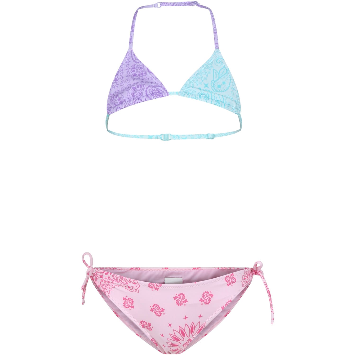 Shop Mc2 Saint Barth Multicolor Bikini For Girl With Paisley Print