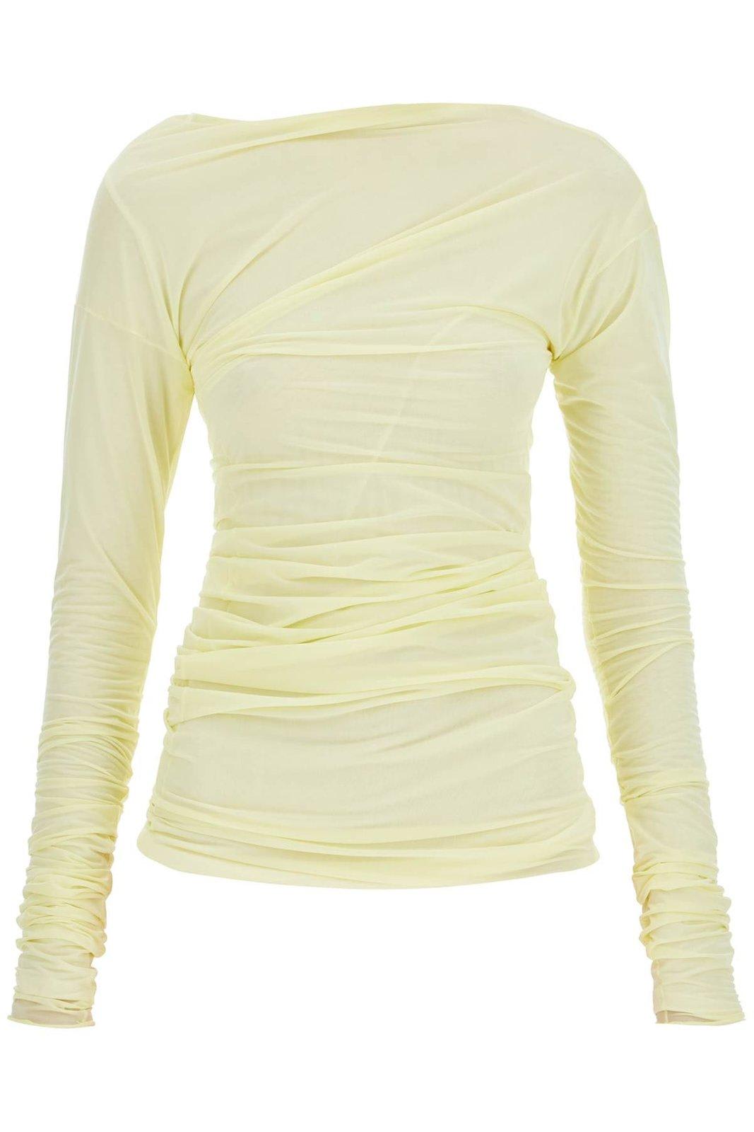 Shop Dries Van Noten Draped Crewneck T-shirt In Yellow