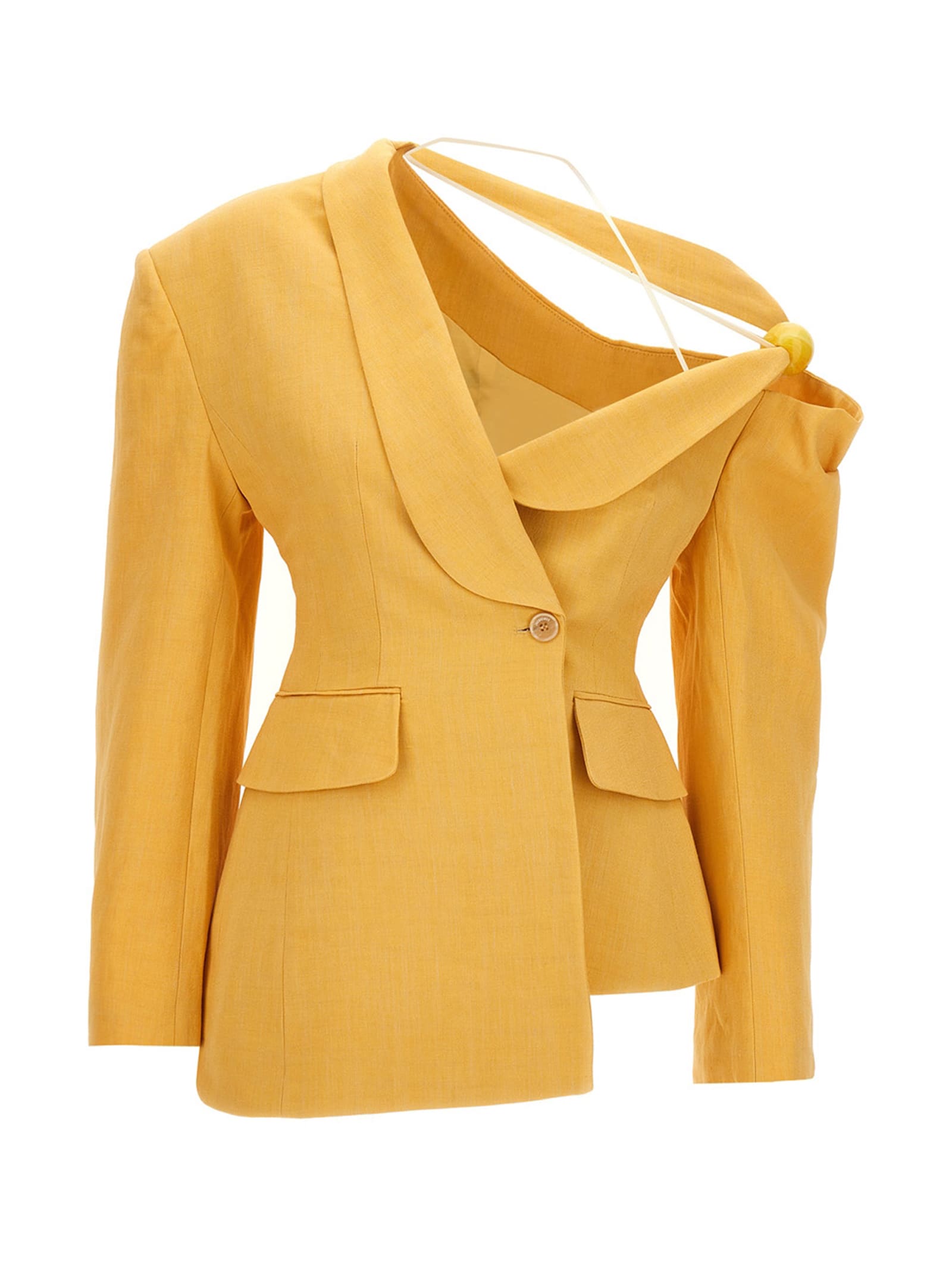 Shop Jacquemus Baska Blazer Jacket In Yellow
