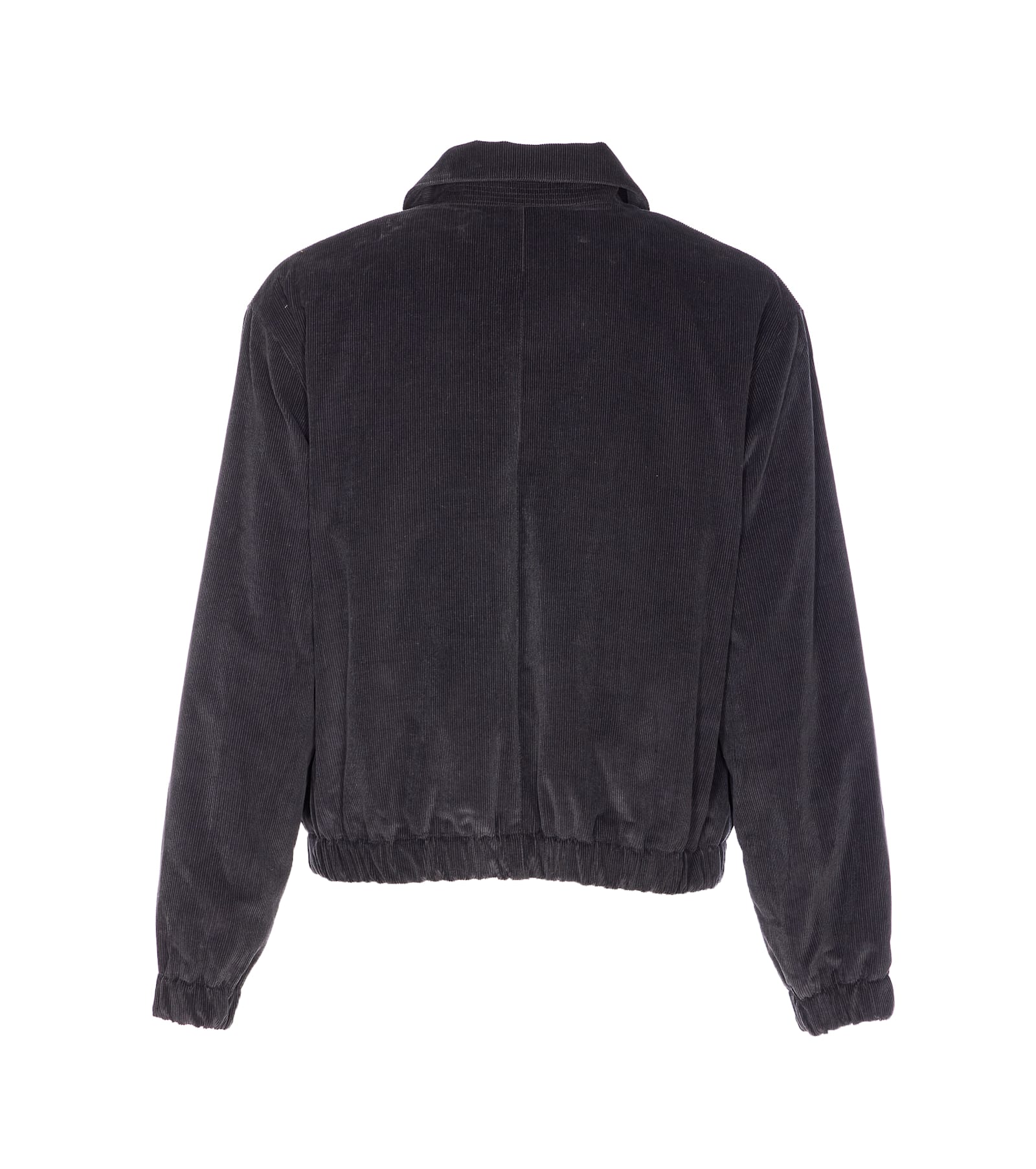 Ami Alexandre Mattiussi Corduroy Texture Jacket With Elasticated Cuffs And Hem In Gray