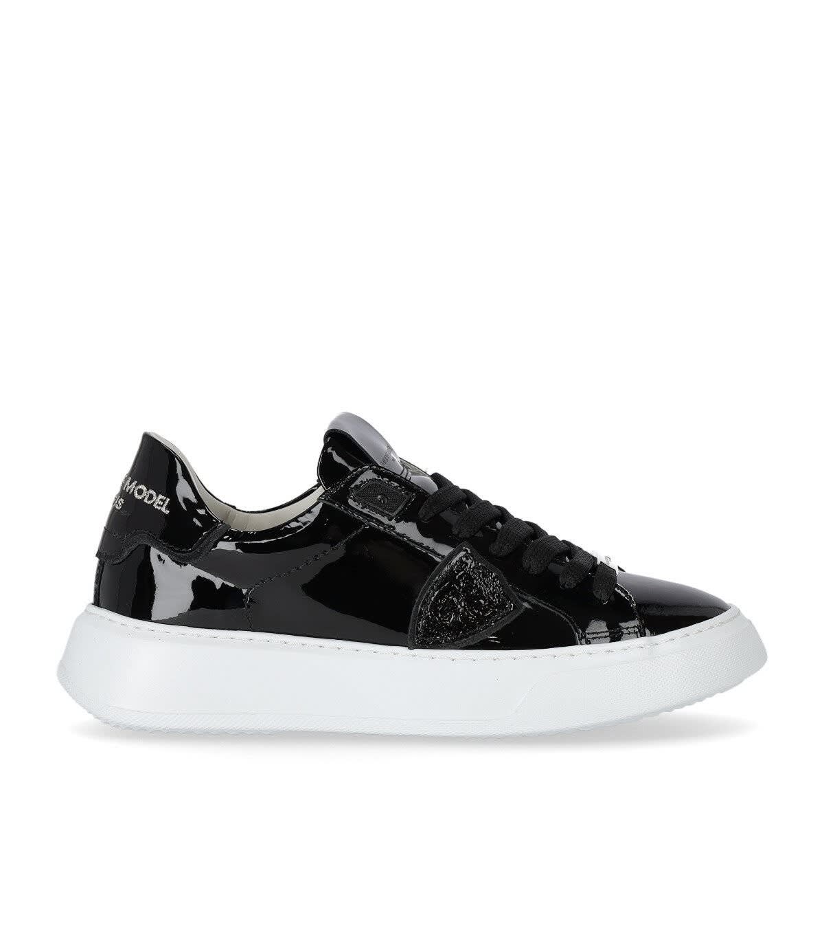 Philippe Model Temple Black Patent Leather Sneaker