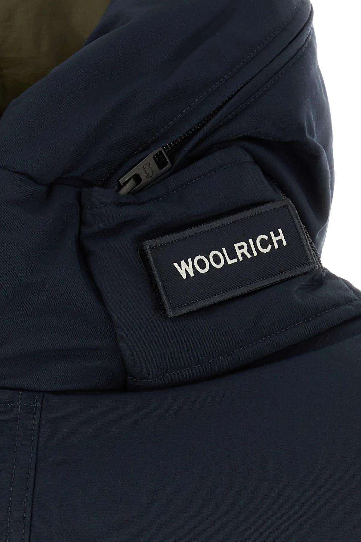 Shop Woolrich Midnight Blue Cotton Down Jacket