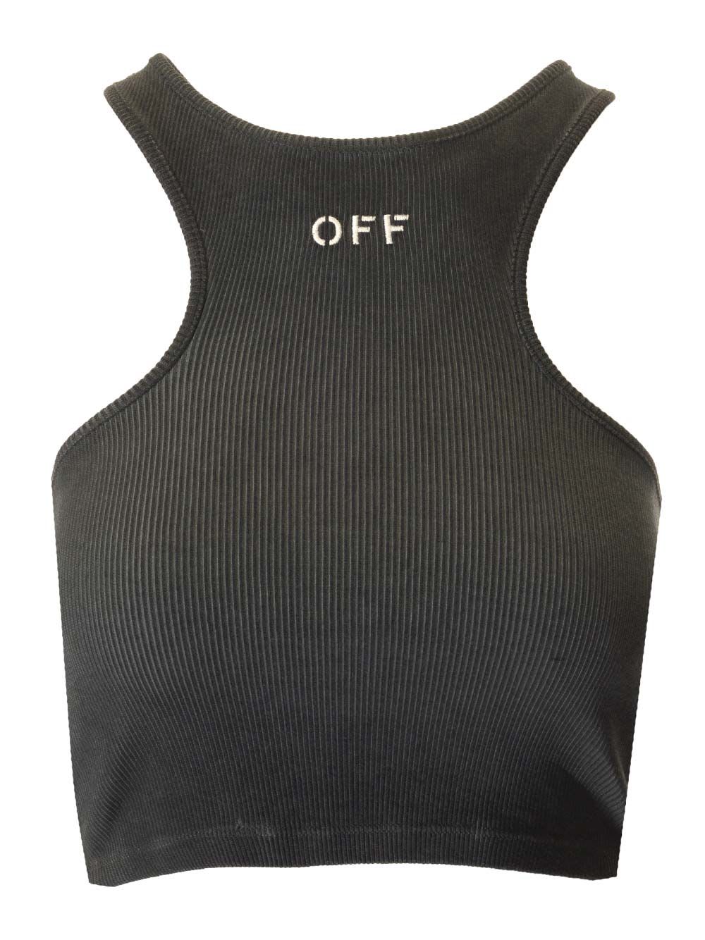 OFF-WHITE RIBBED JERSEY TOP 