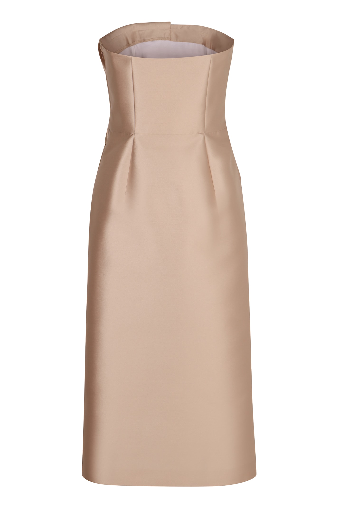 Alberta Ferretti Beige Mikado Longuette Dress In Pink