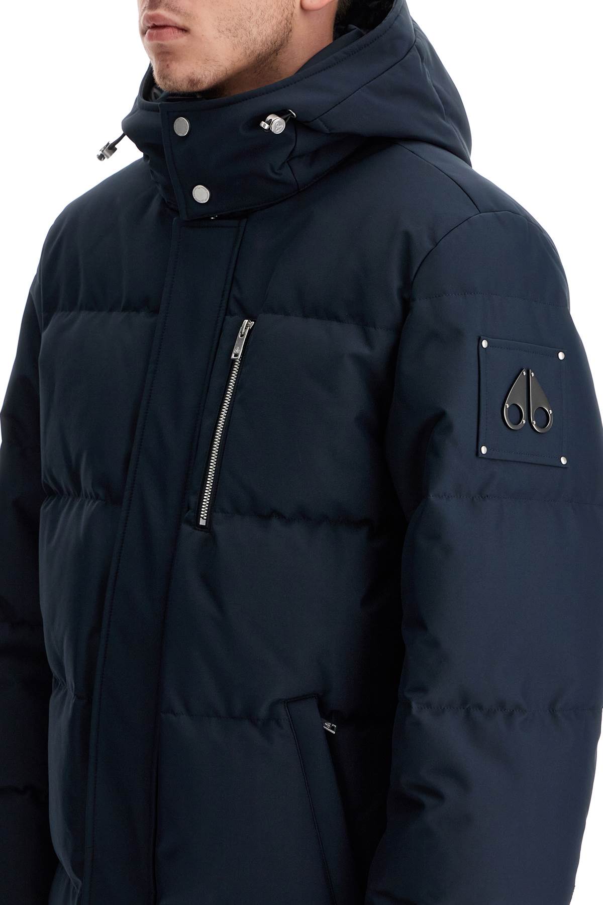 Shop Moose Knuckles Cloud 3q Hooded Down In Navy (blue)