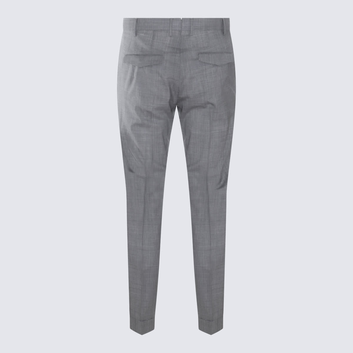 Shop Pt01 Grey Wool Pants In Grigio Azzurro