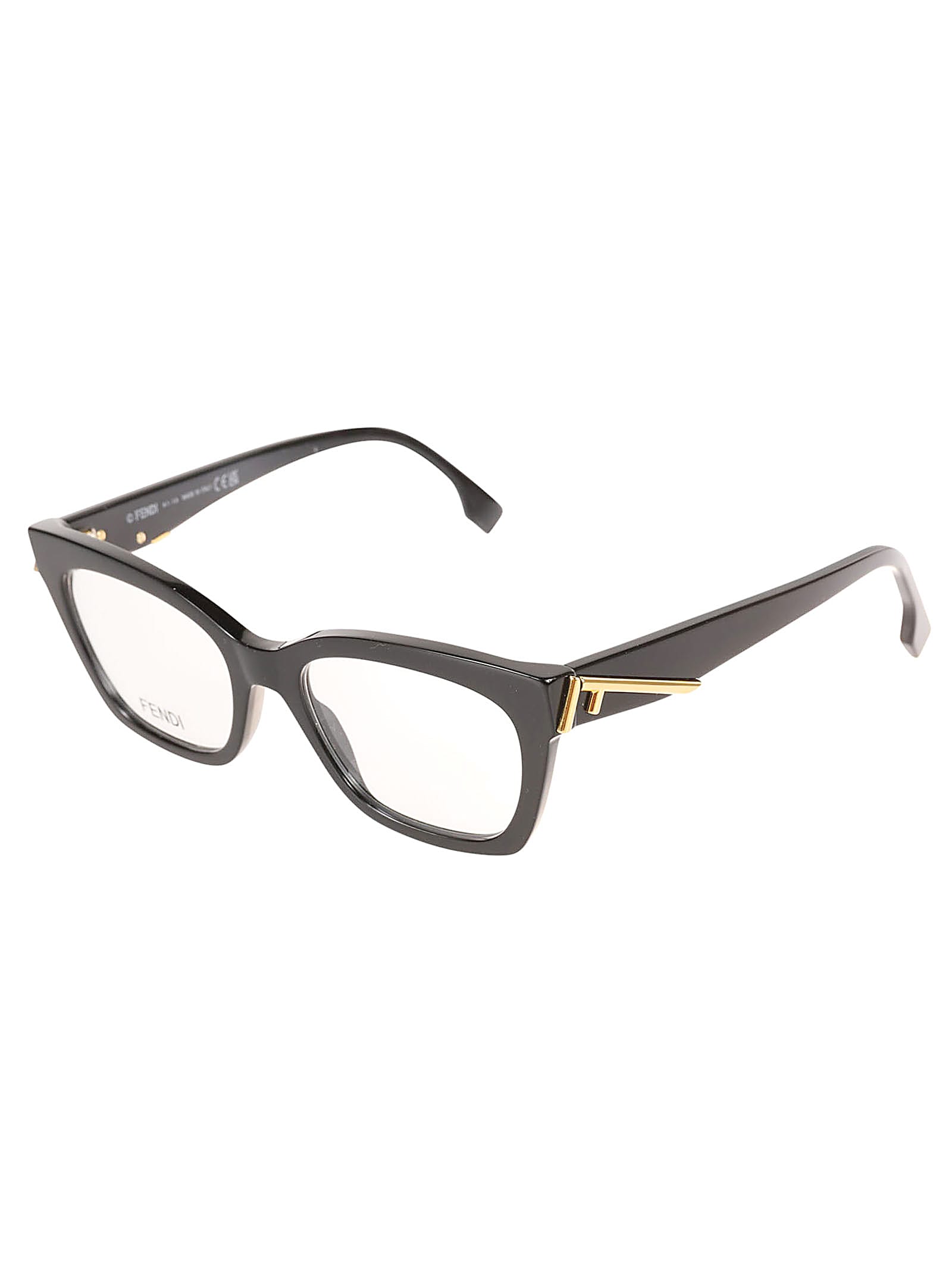 Shop Fendi Metal Logo Sided Glasses In 001 - Black