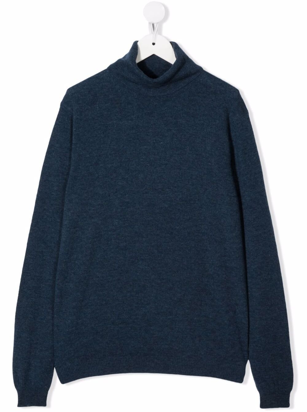 Il Gufo Blue High Neck Wool Sweater
